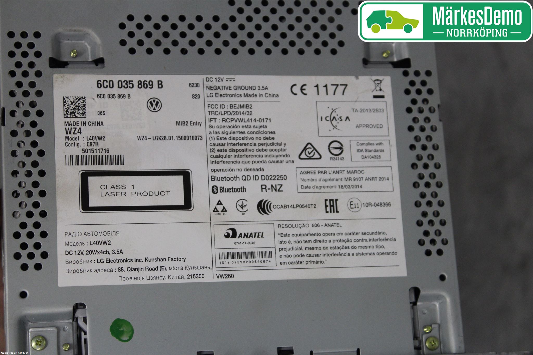 Volkswagen VW POLO 10-17 Stereo Radio Med Cd
