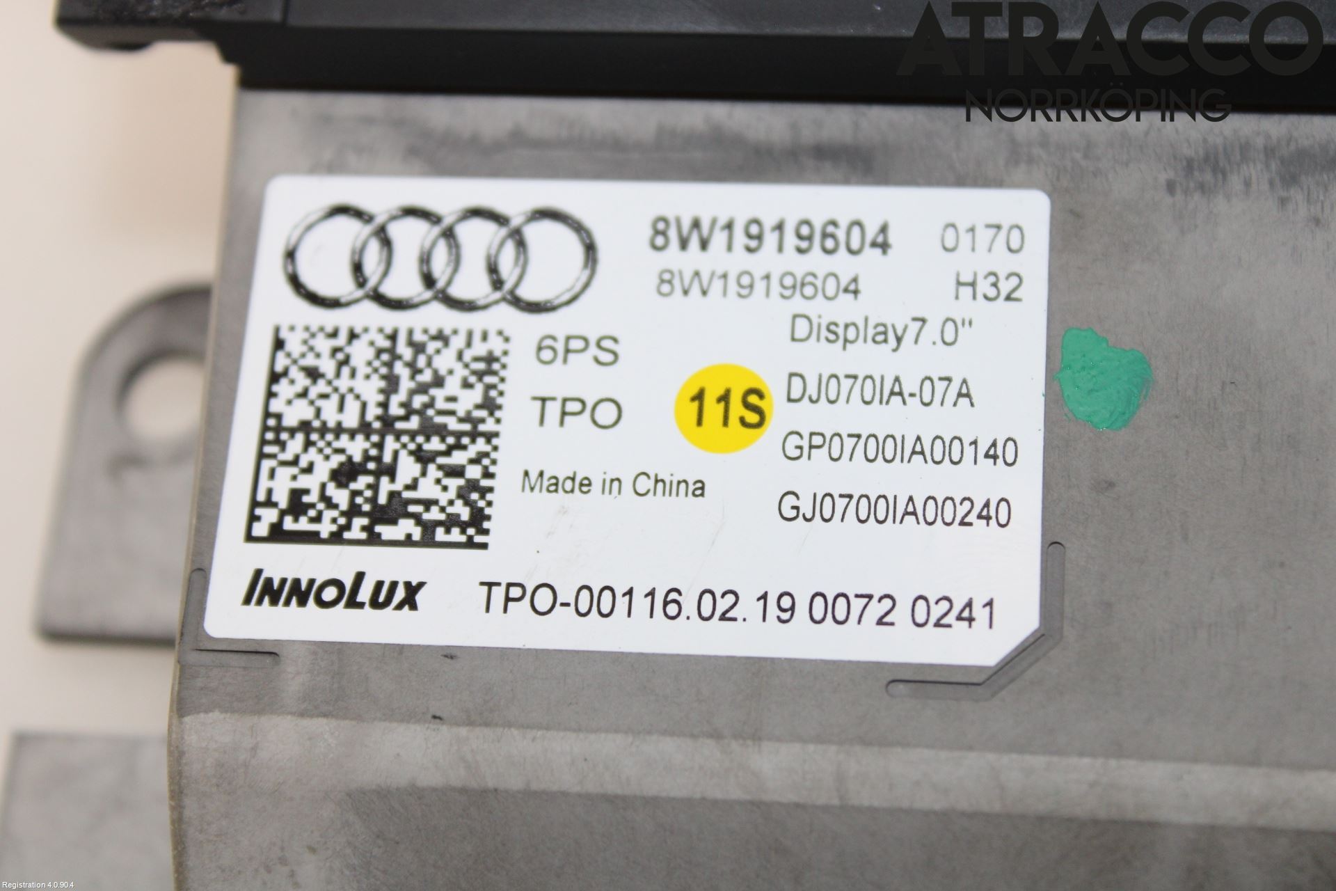 Audi A4/S4 B9 20- Instr Skjerm Dvd-Gps-Ac-Tlf