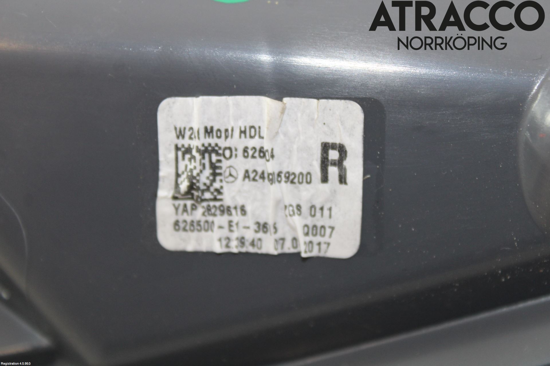 Mercedes-Benz MB B-KLASS (W246/W242) 12-19 Baklykt Høyre  På Luke(Indre)