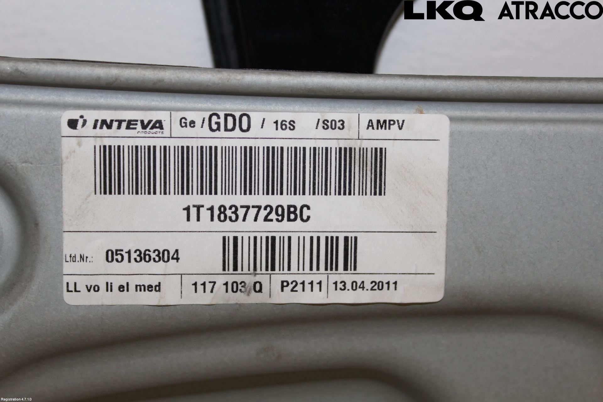 Volkswagen VW TOURAN 10-15 Vindusheis El Komp