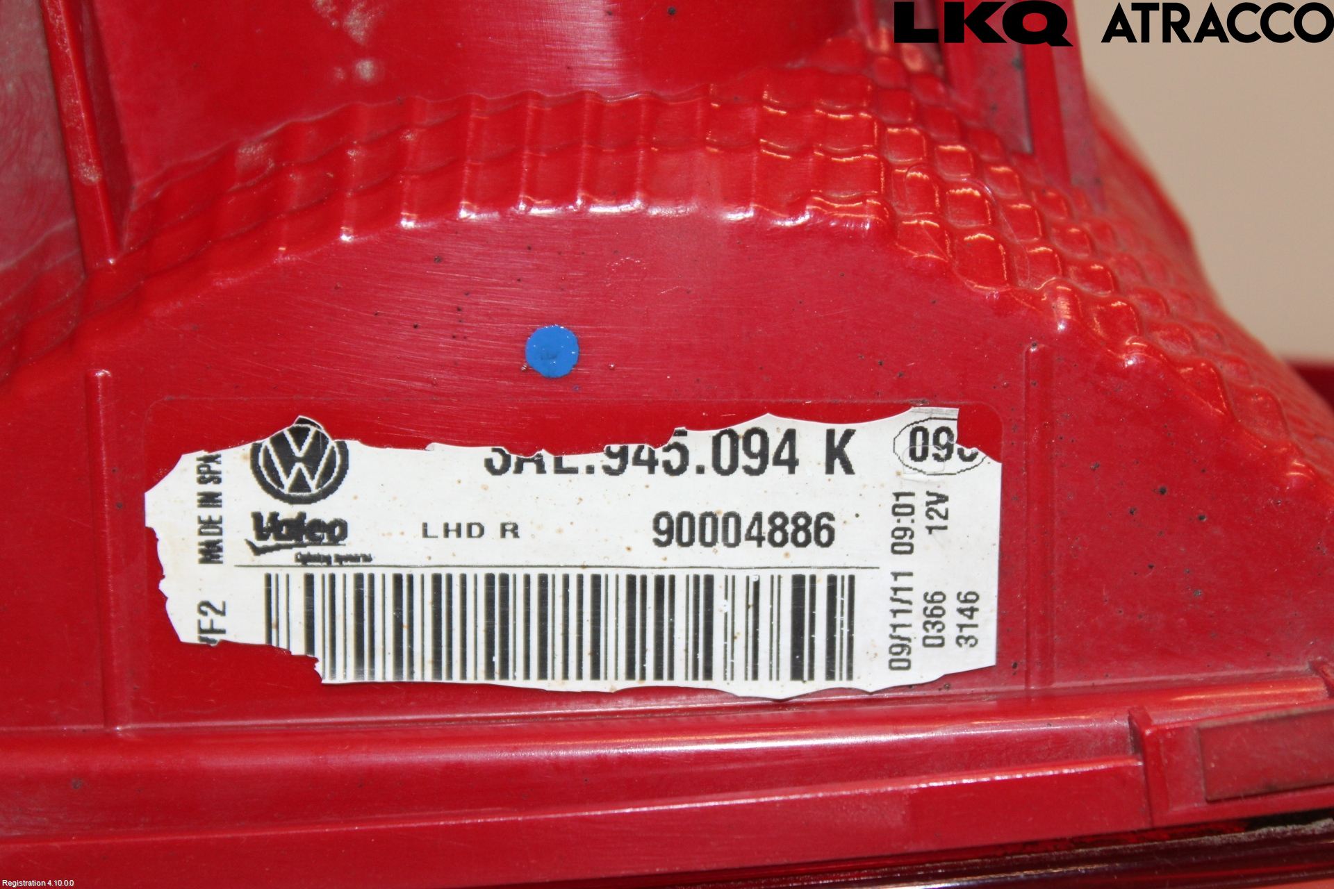 Volkswagen VW PASSAT 11-14 Baklykt Høyre  På Luke(Indre)