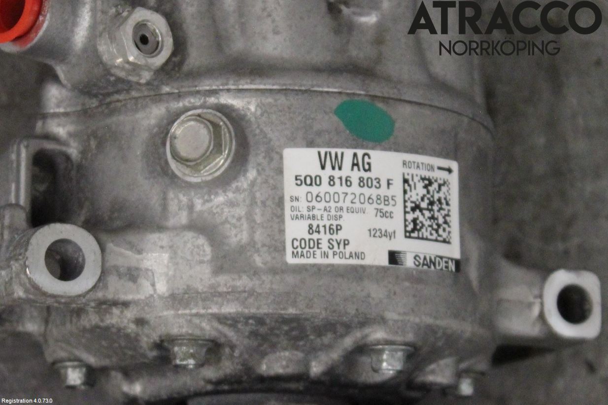 Volkswagen VW GOLF / E-GOLF VII 13-20 Varme Ac Kompressor
