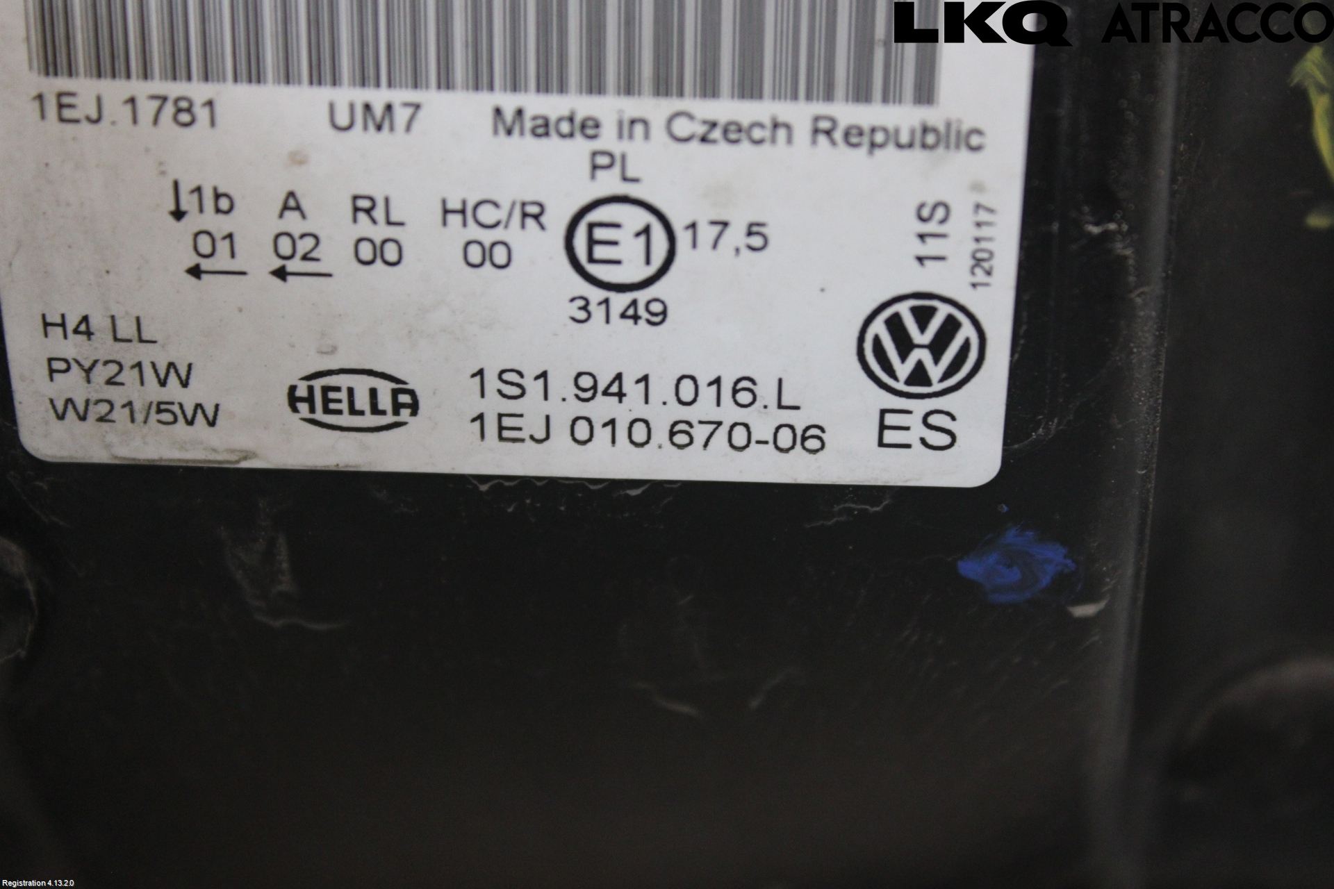 Volkswagen VW UP! / E-UP! Frontlykt Høyre
