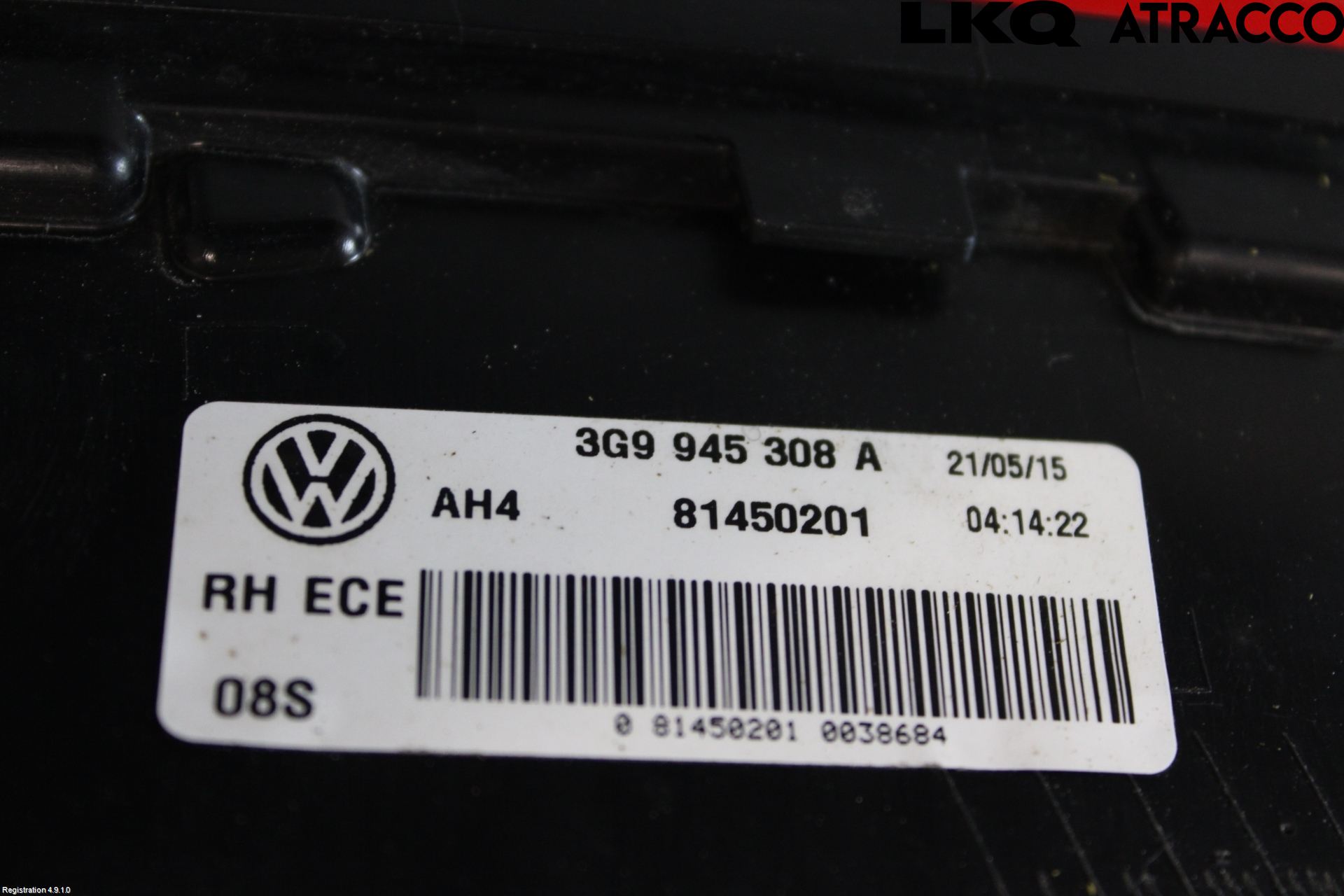 Volkswagen VW PASSAT 15-19 Baklykt Høyre  På Luke(Indre)