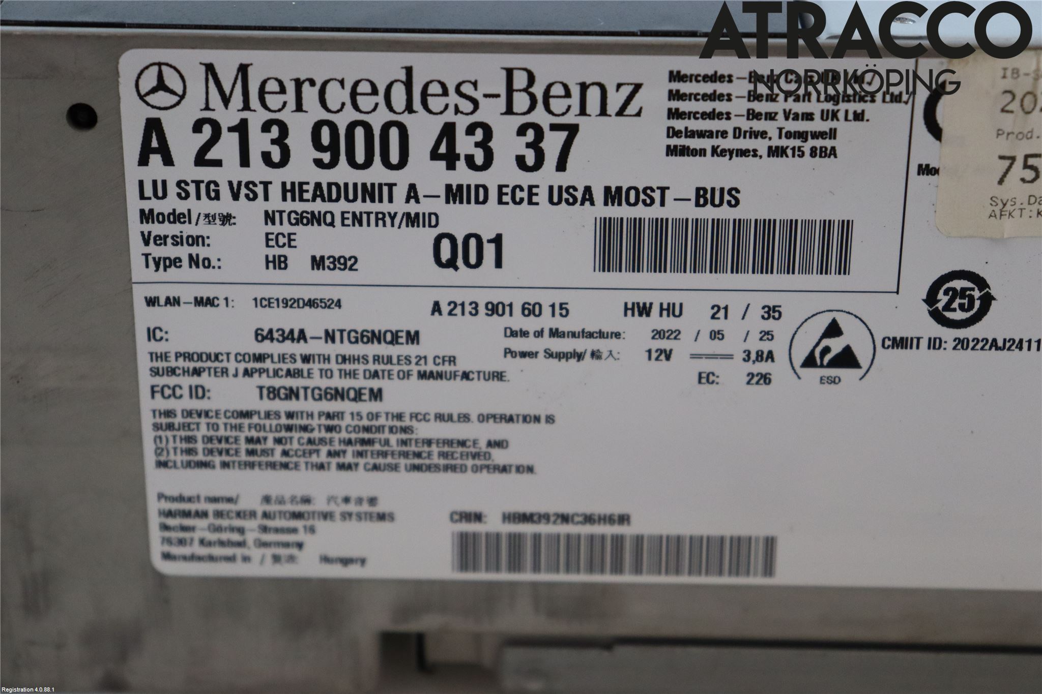 Mercedes-Benz MB E-KLASS (W213) 16-23 Stereo Radio Med Cd