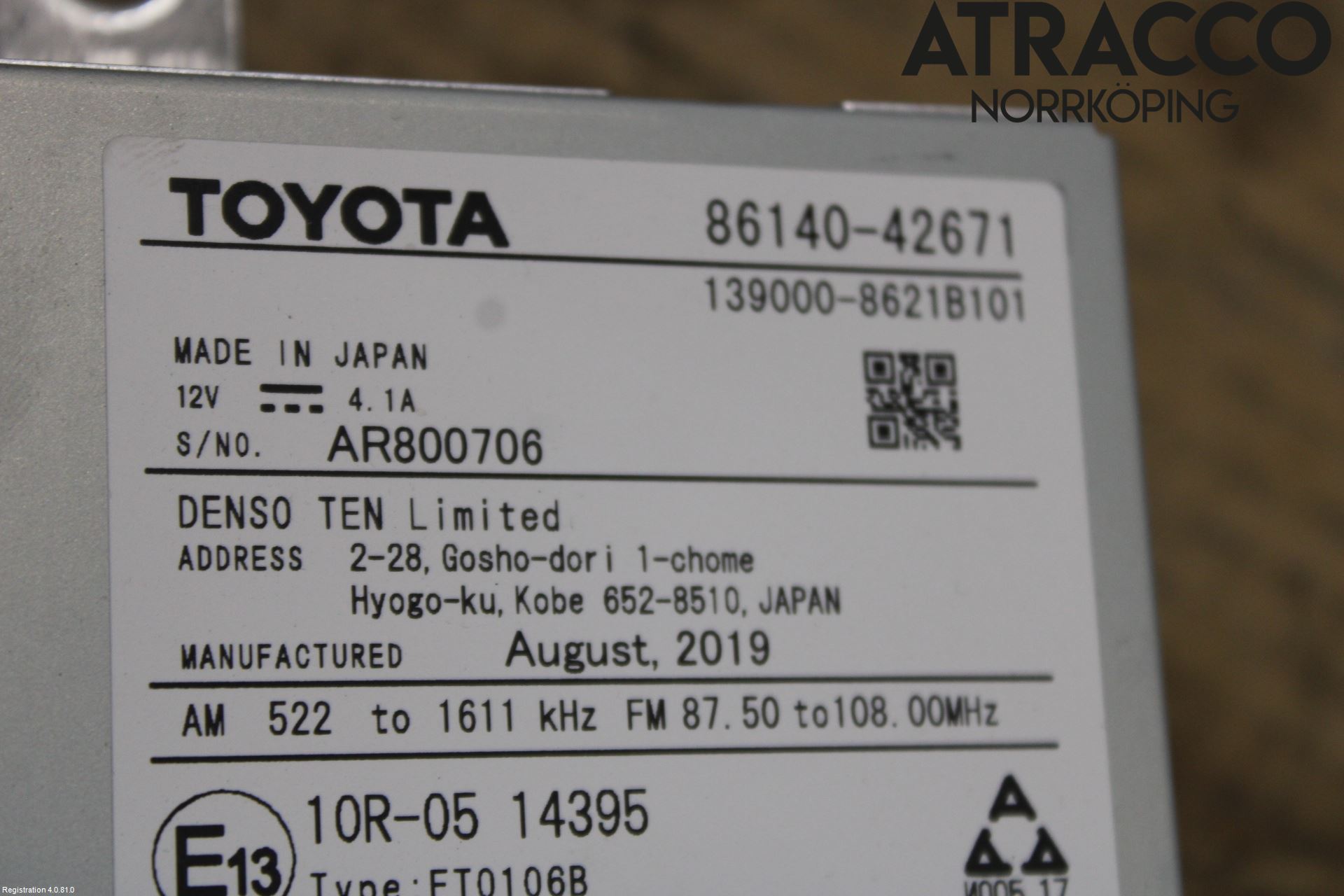 Toyota RAV4 19- Stereo Radio Med Cd