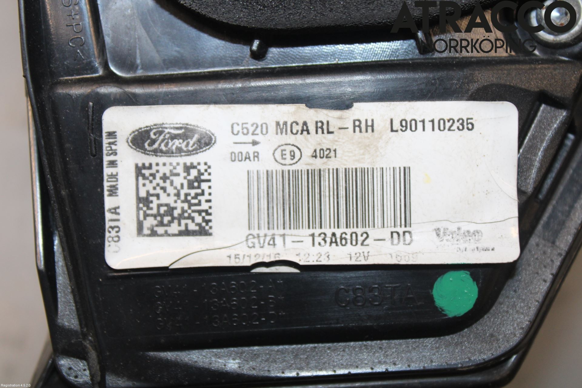 Ford KUGA 13-16 Baklykt Høyre  På Luke(Indre)