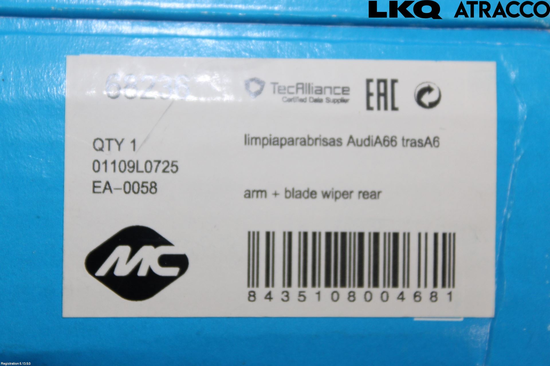 Audi A6/S6     05-11 Viskerarm Bakrute