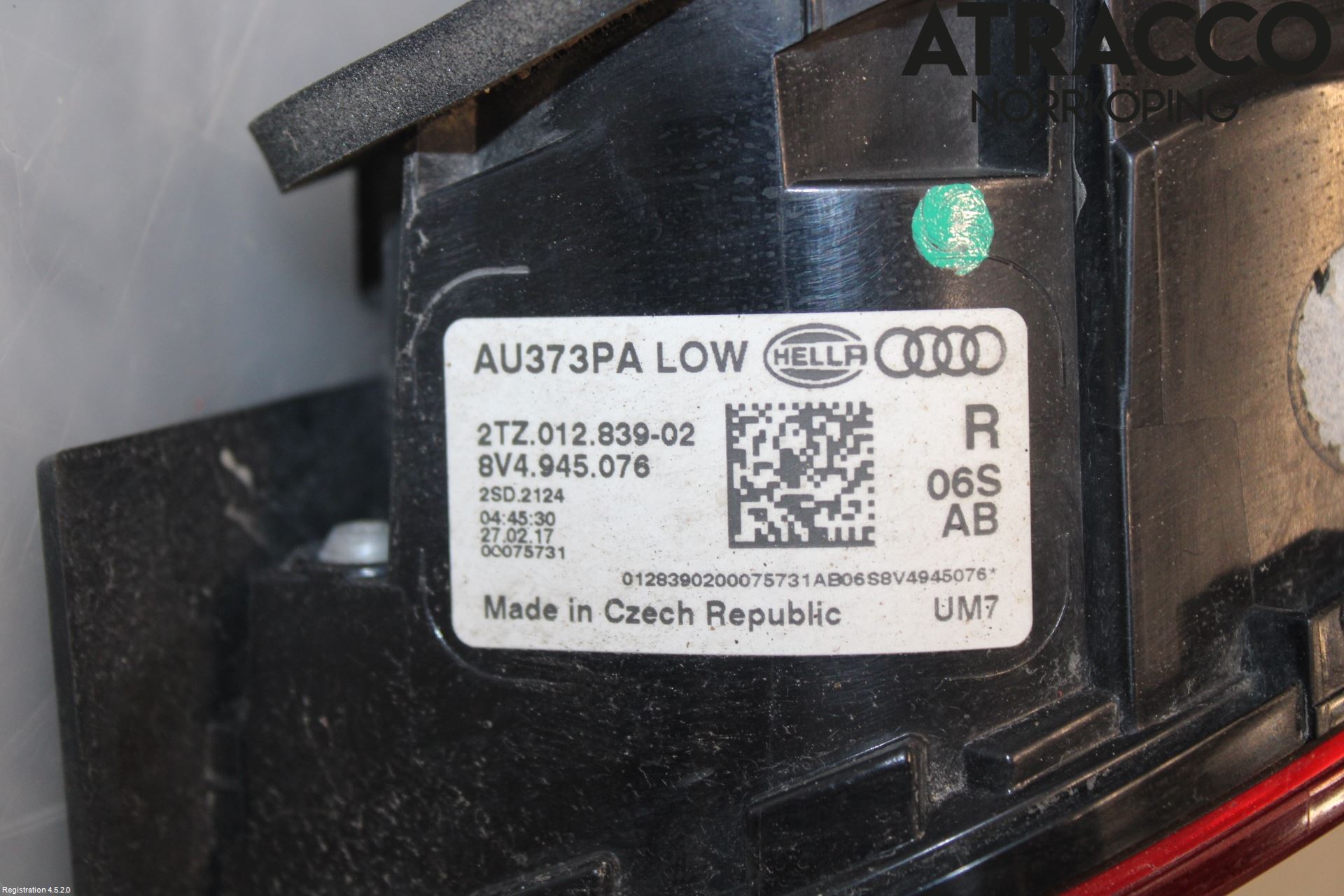 Audi A3/S3 8V 13-20 Baklykt Høyre  På Luke(Indre)