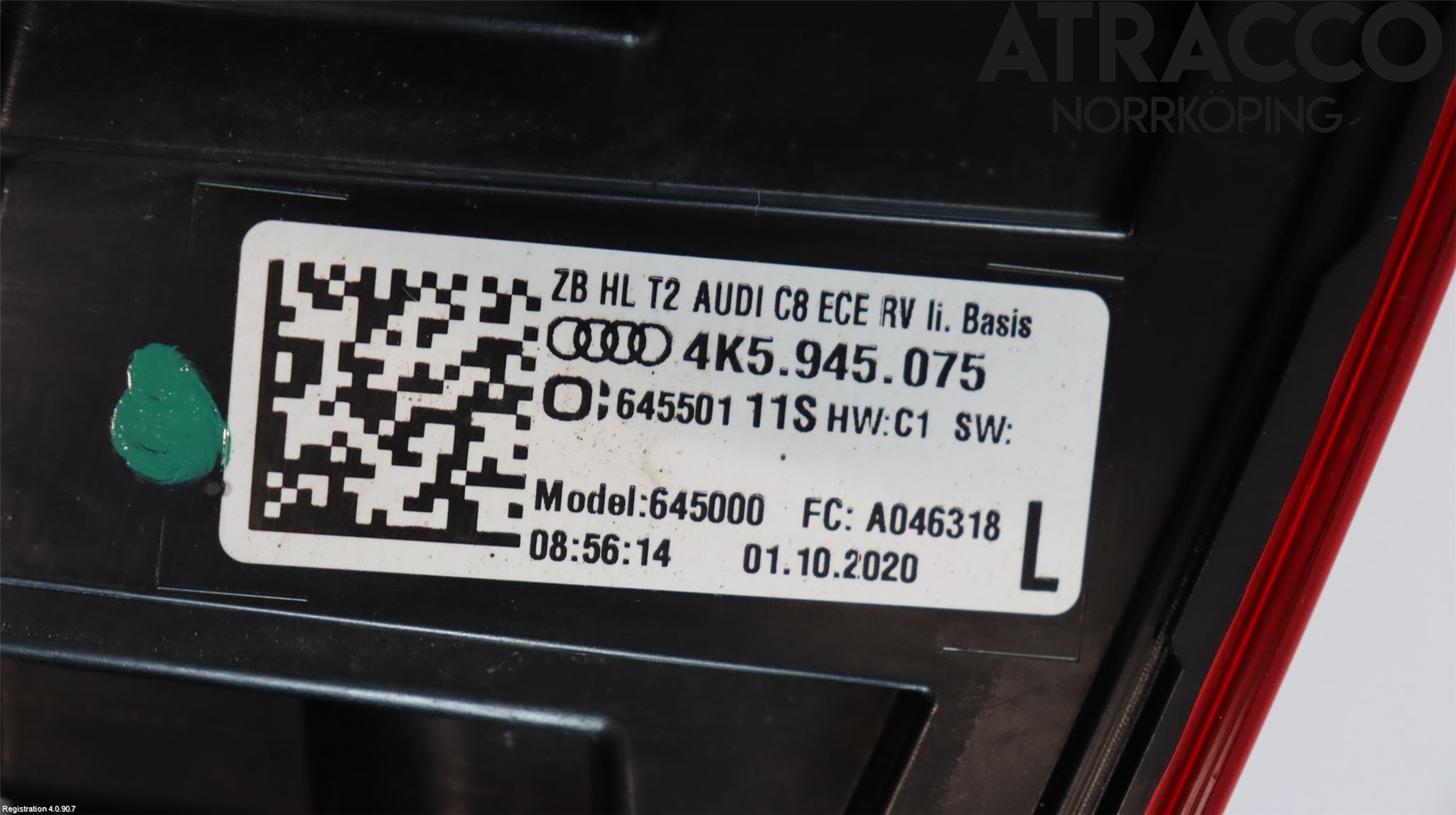 Audi A6 F2/C8 19- Baklykt Venstre  På Luke(Indre