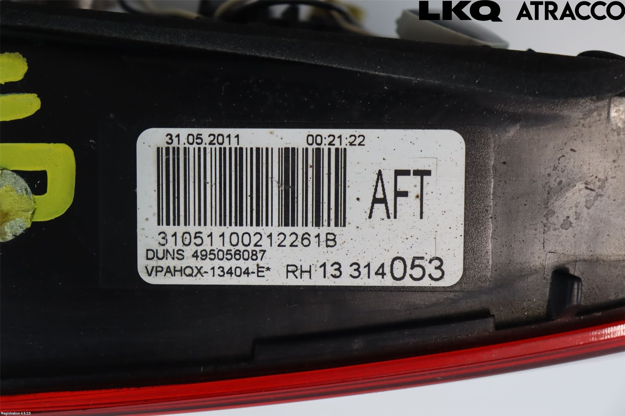 Opel ASTRA J 10-15 Baklykt Høyre  På Luke(Indre)