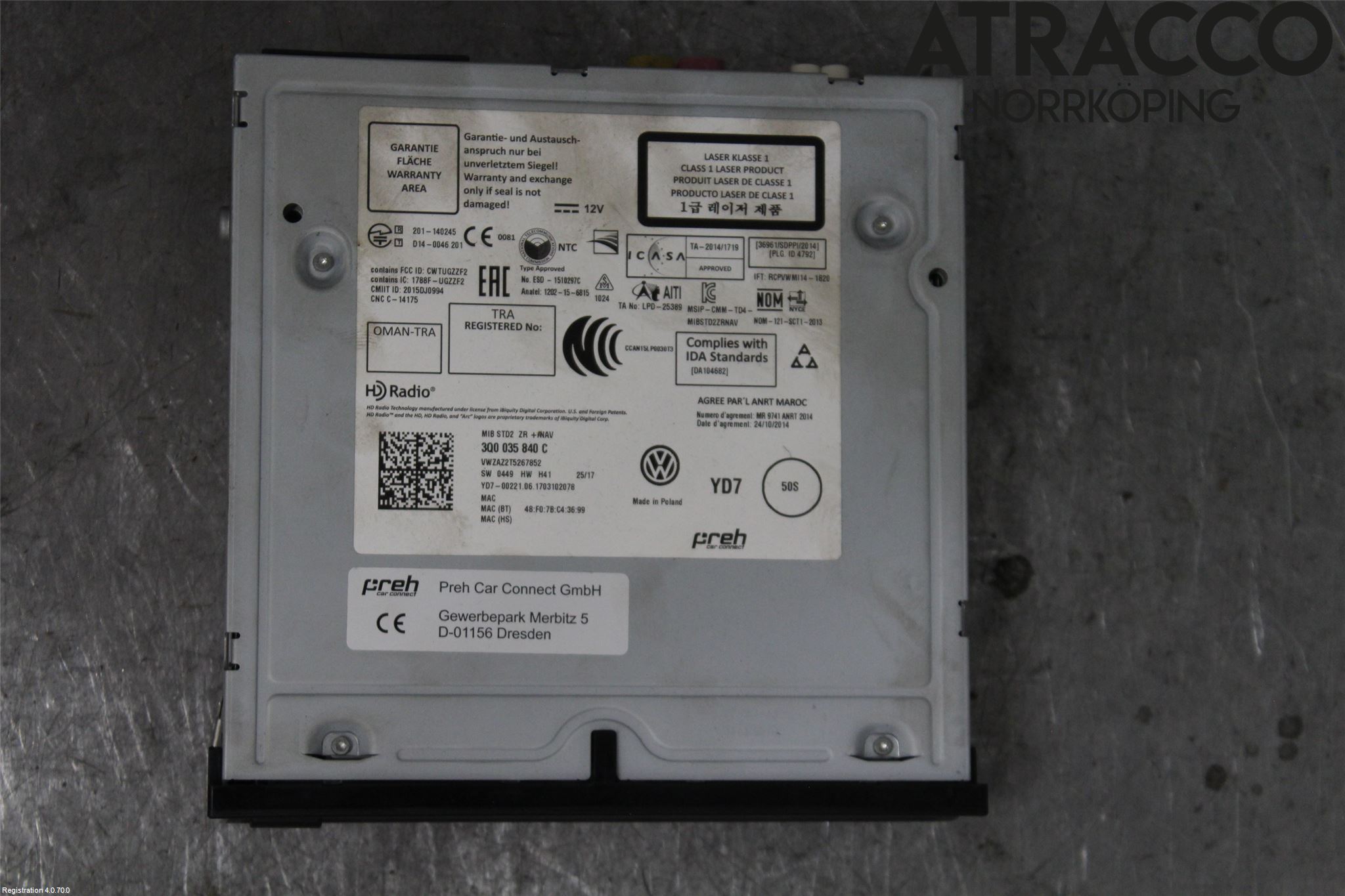 Volkswagen VW GOLF / E-GOLF VII 13-20 Stereo Radio Med Cd