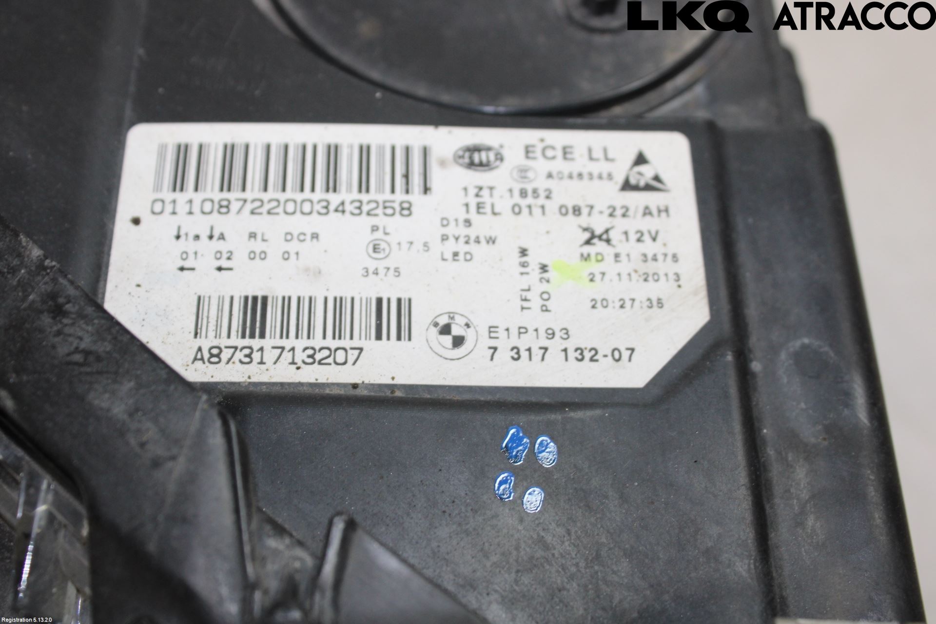 BMW 5 F10/F11/F18 09-17 Frontlykt Høyre