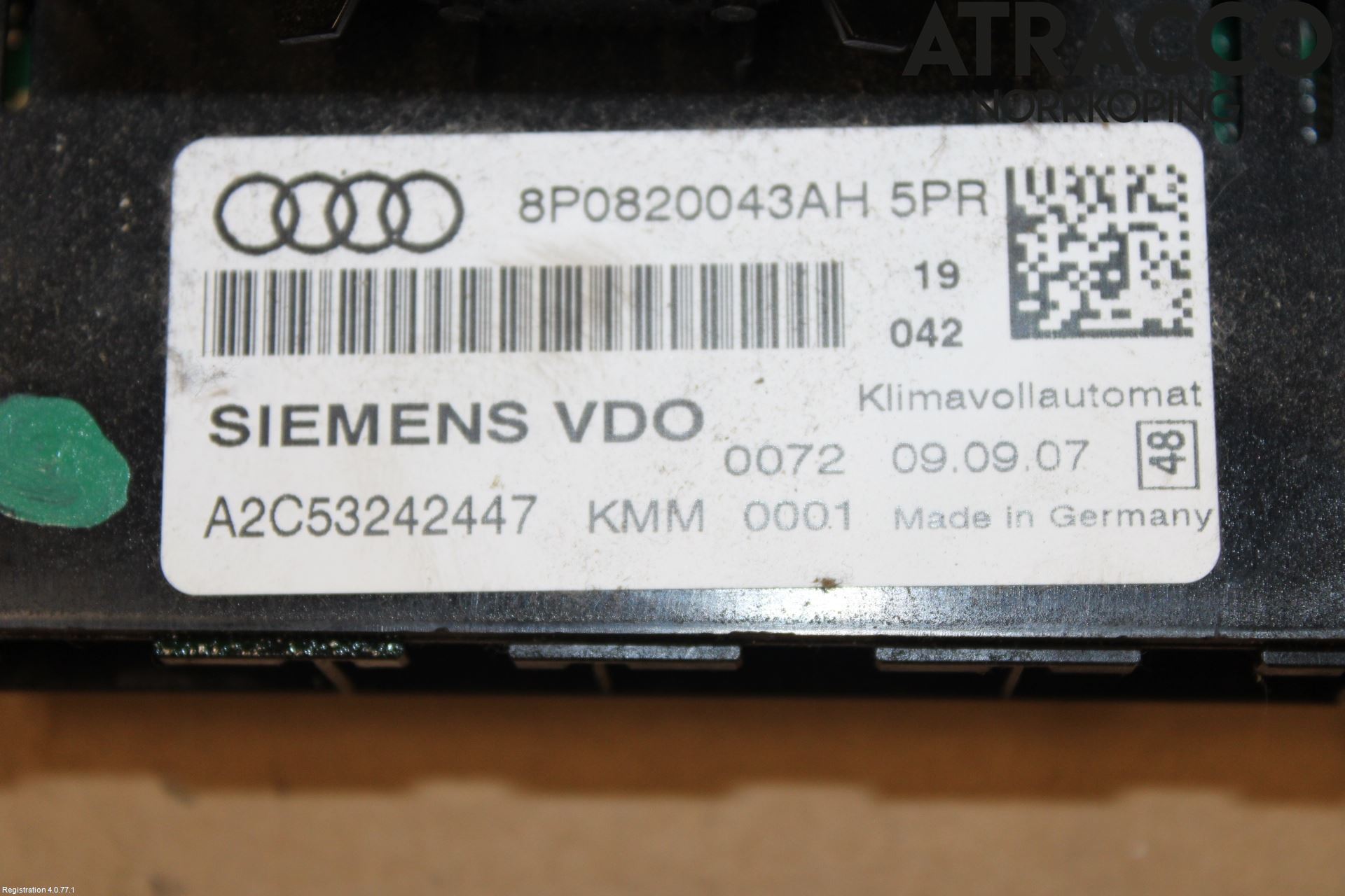 Audi A3/S3 05-13 Varmeapparat Panel(Regulering)