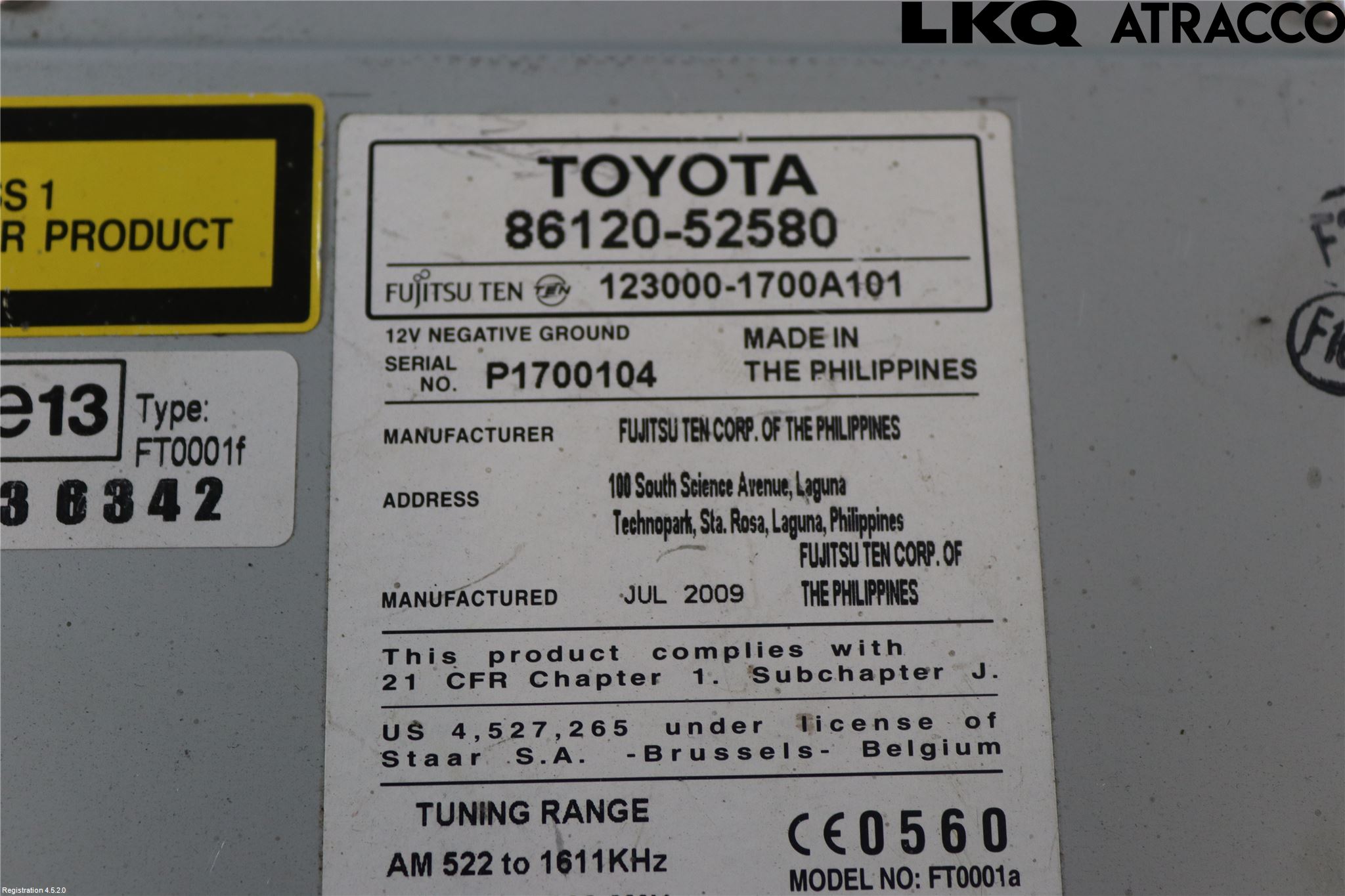 Toyota URBAN CRUISER Stereo Radio Med Cd
