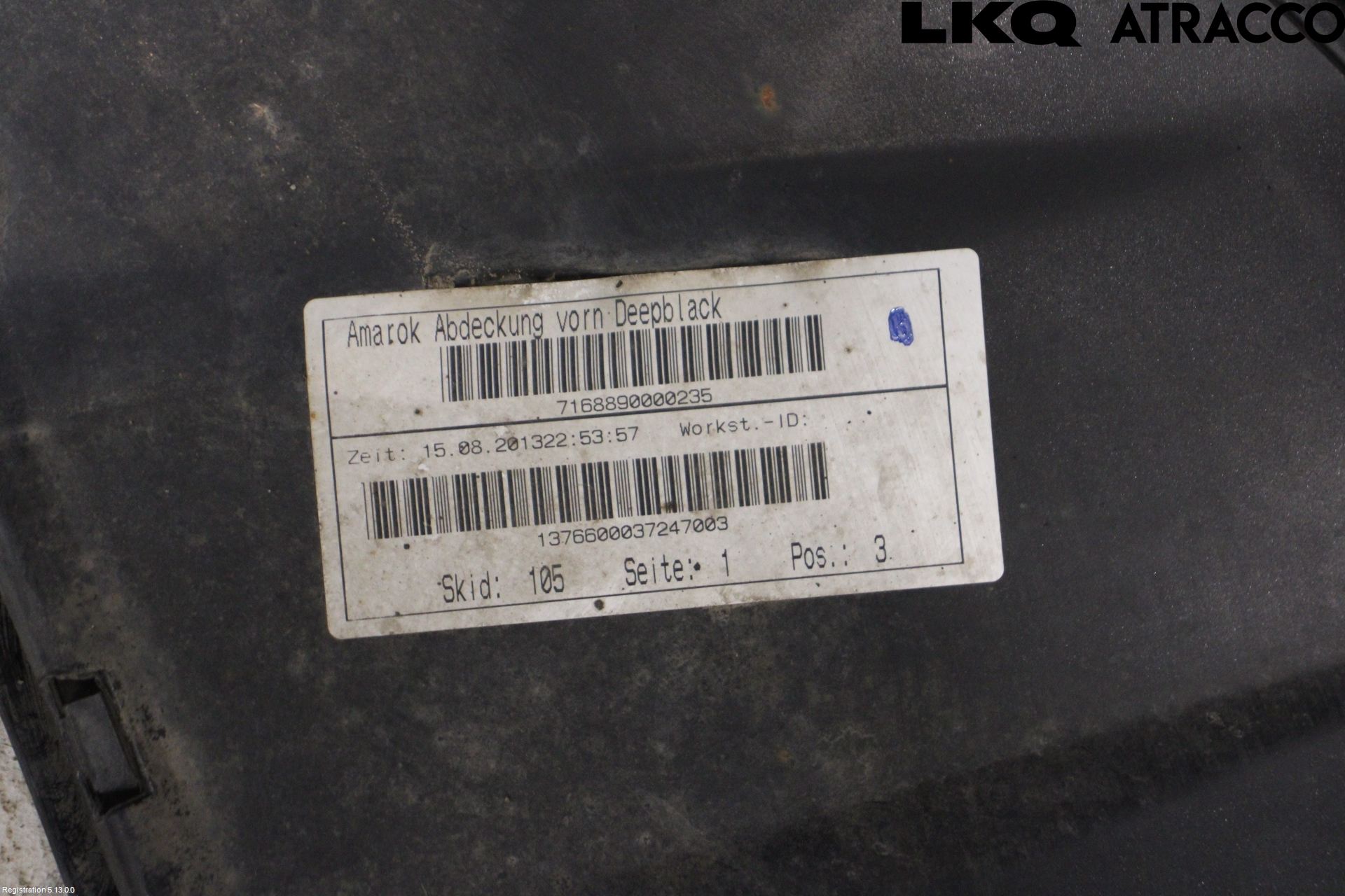 Volkswagen VW AMAROK 2H 10-22 Støtfanger Foran Plastdeksel