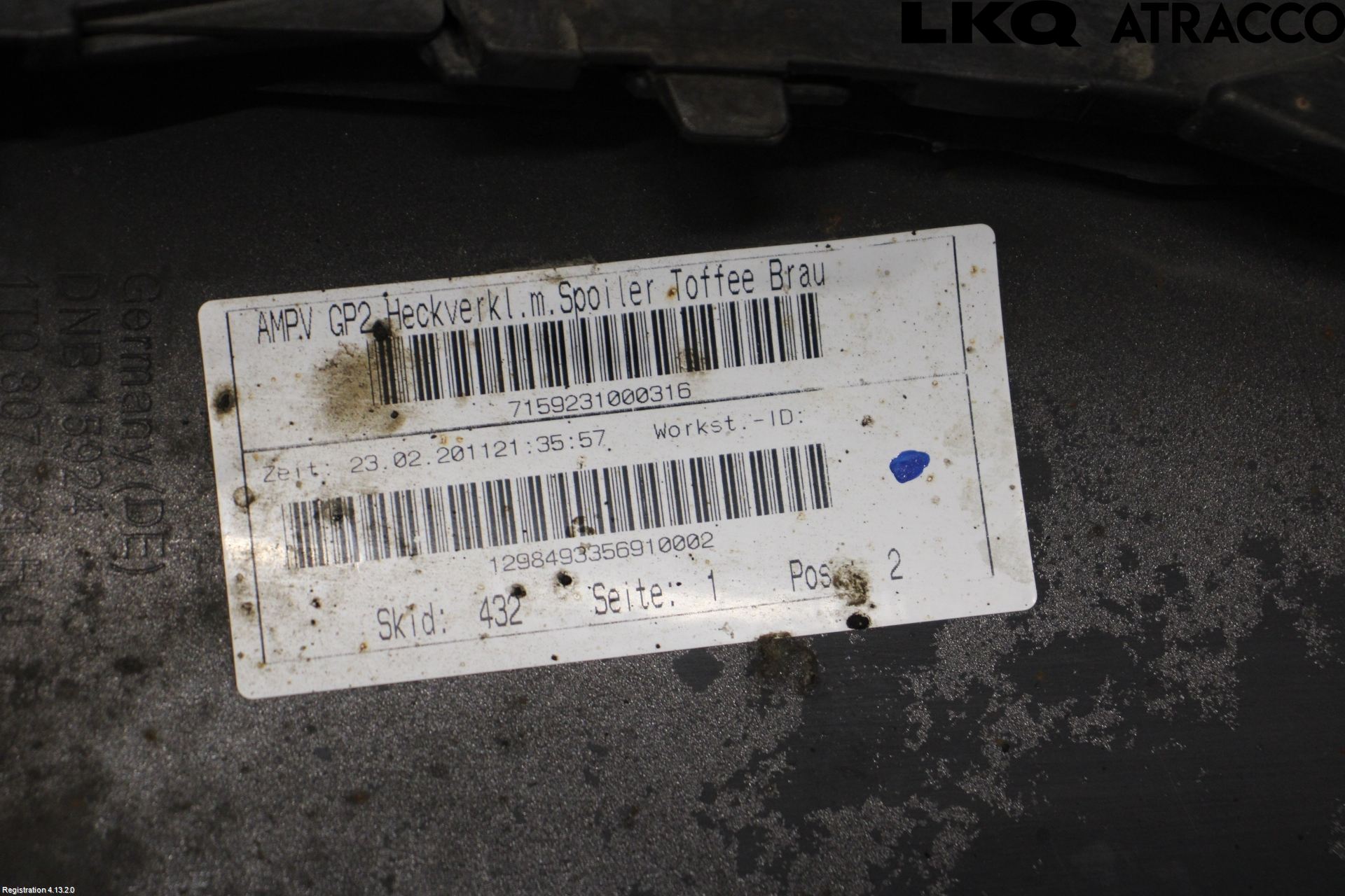 Volkswagen VW TOURAN 10-15 Støtfanger Bak Overtrekk