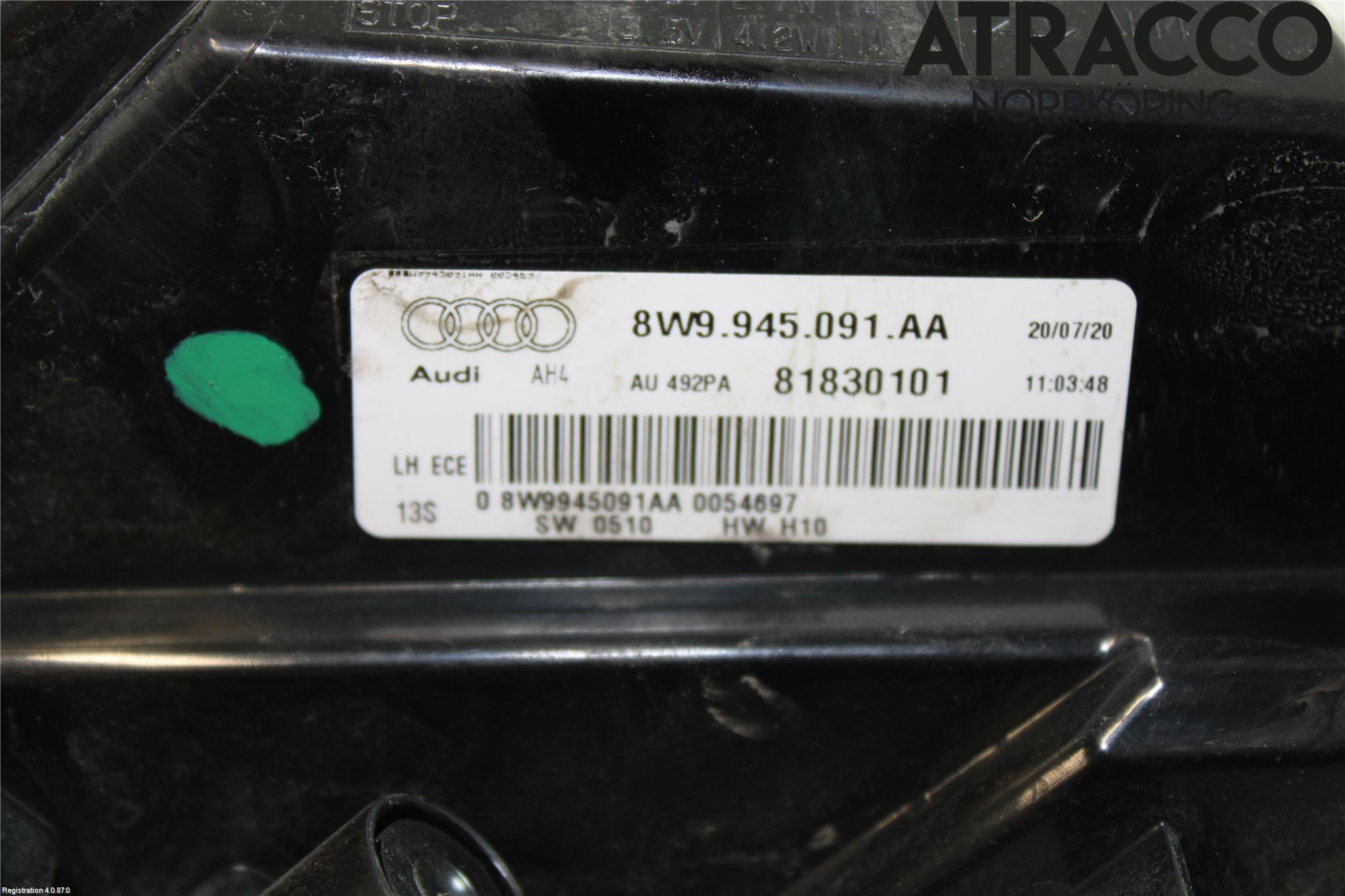 Audi A4/S4 B9 20- Baklykt Venstre