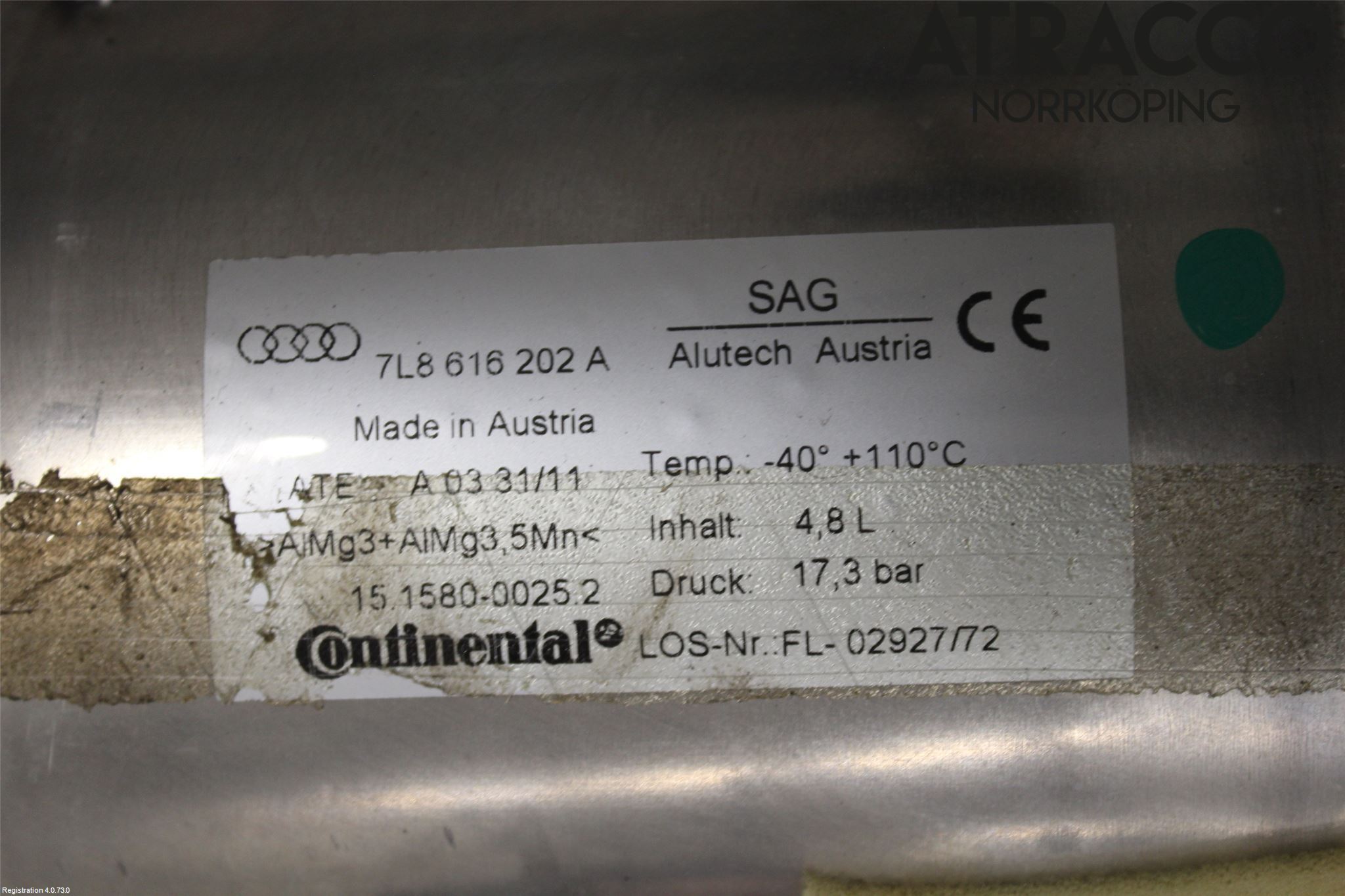 Audi Q7/SQ7 Nivå/Lufrfrändring Trycktank