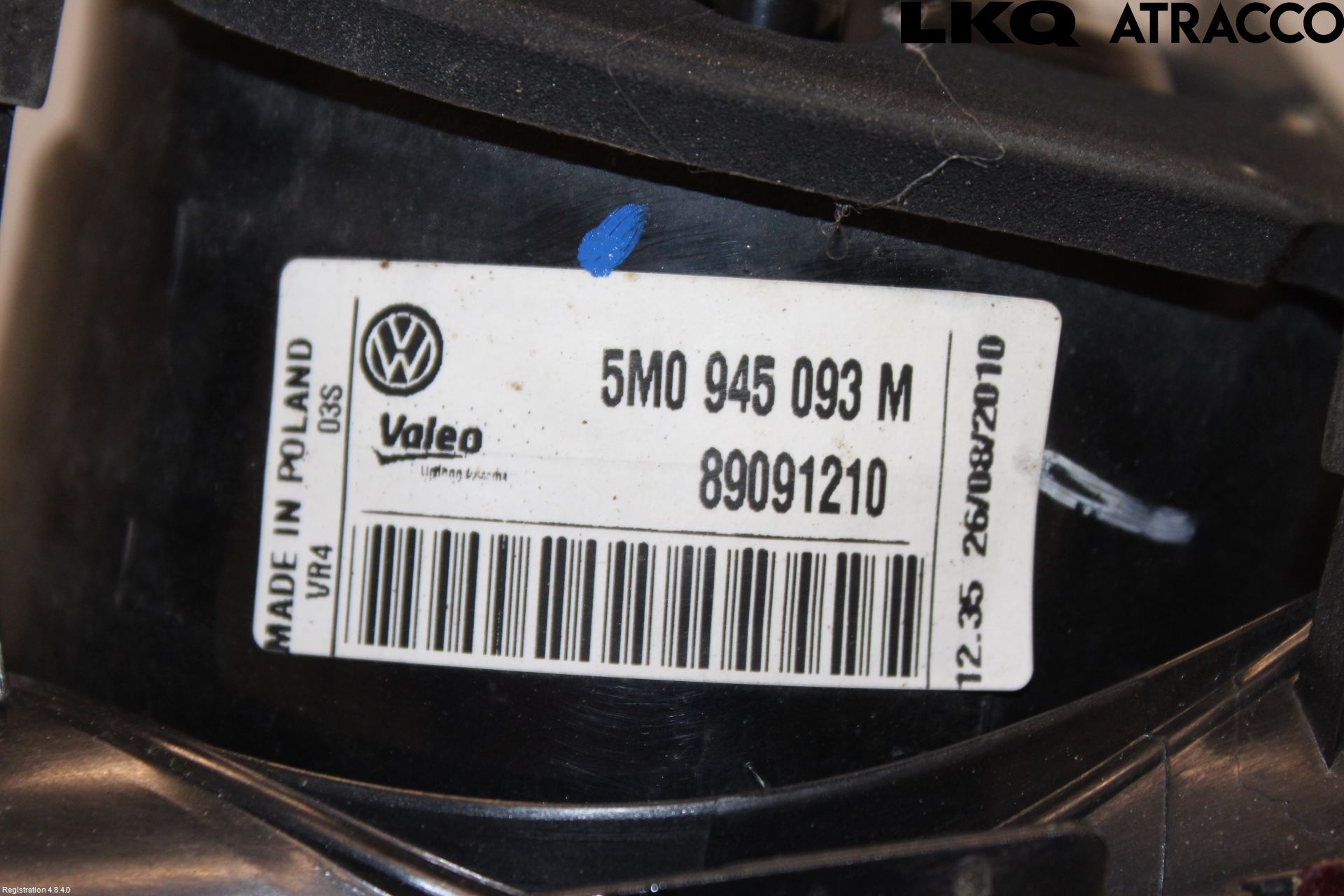 Volkswagen VW GOLF PLUS/CROSS GOLF 04-14 Baklykt Venstre  På Luke(Indre