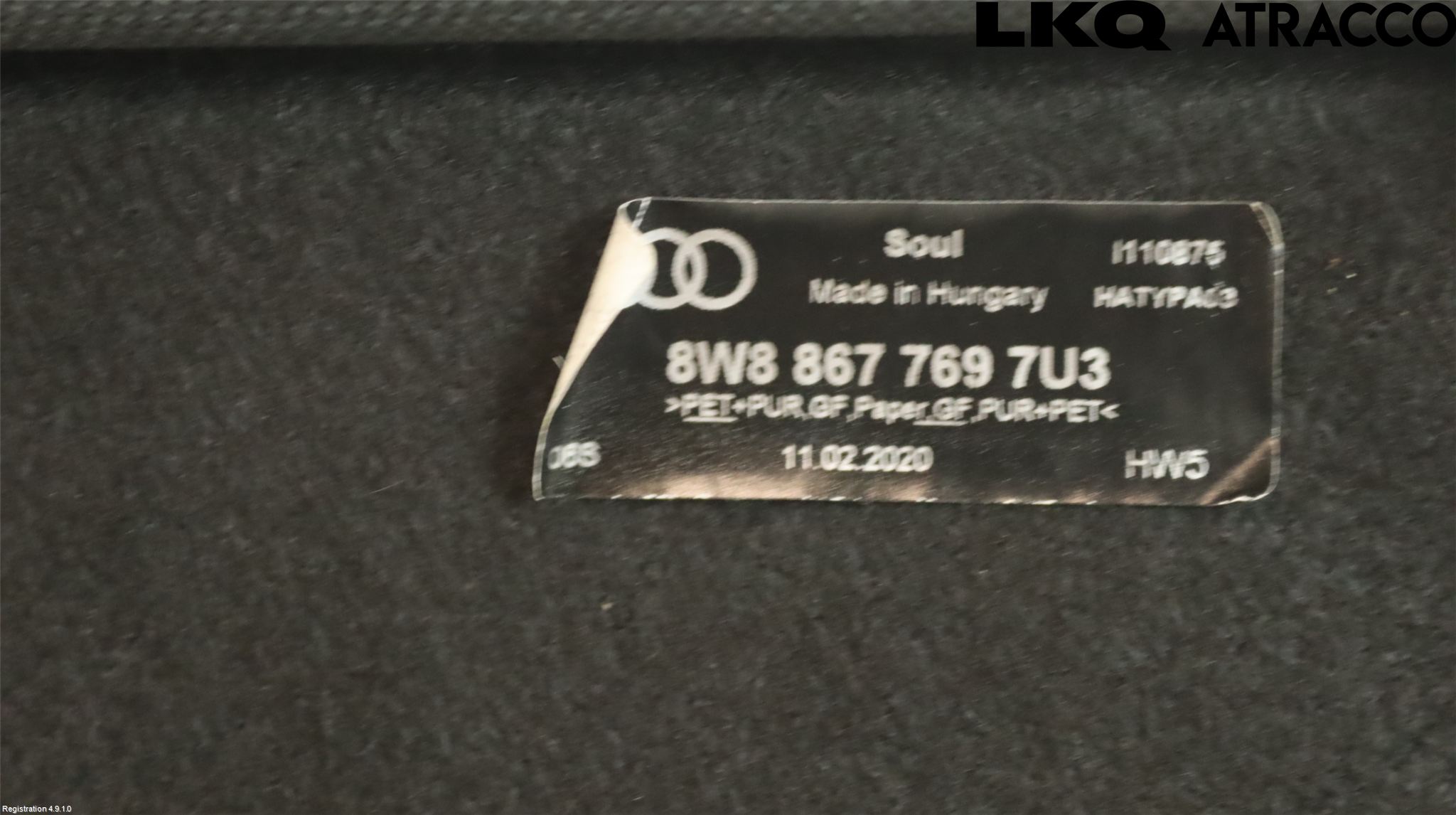 Audi A5 17- Innr Bagasjeromkledsel