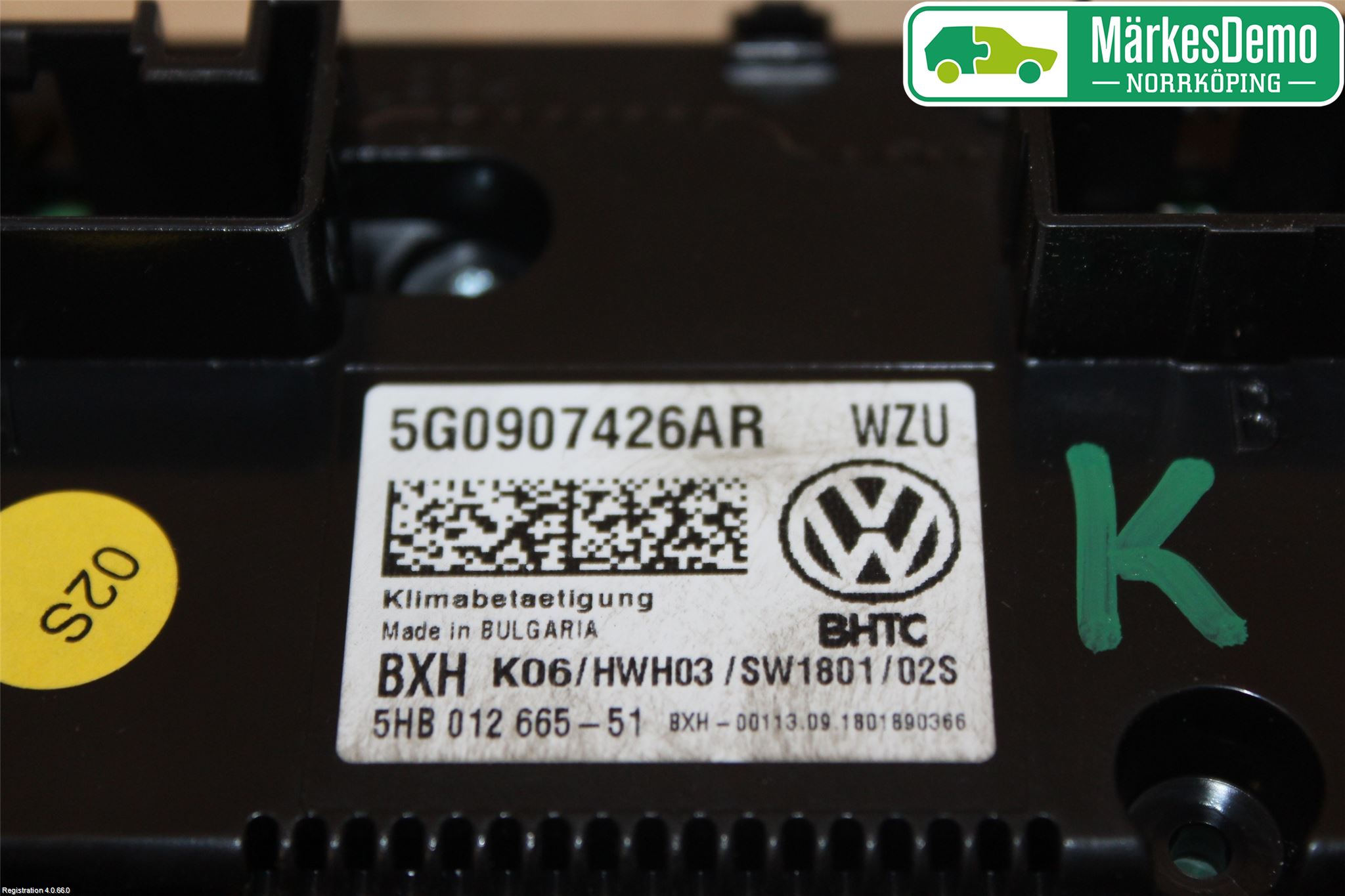 Volkswagen VW GOLF / E-GOLF VII 13-20 Varmeapparat Panel(Regulering)