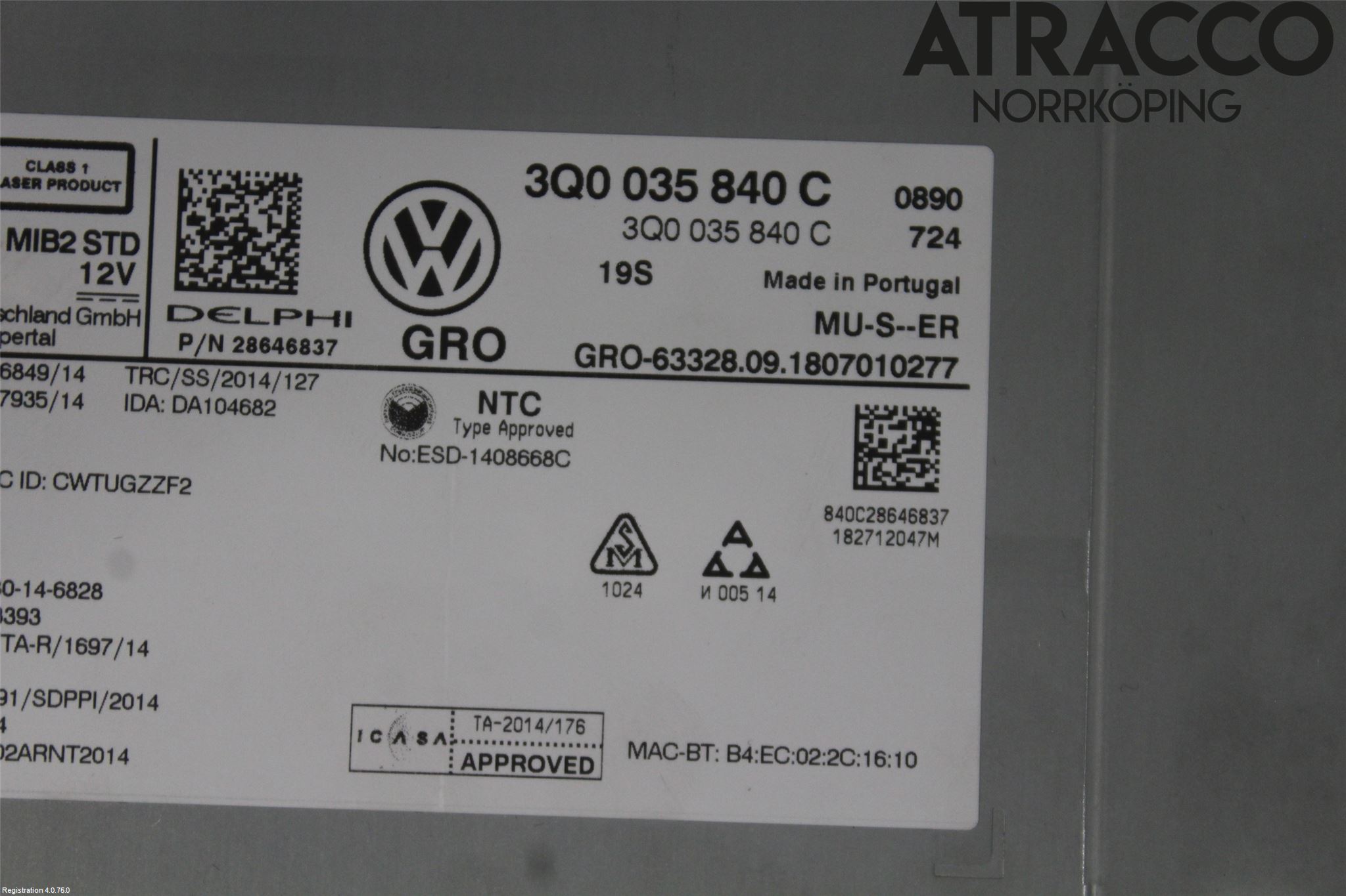 Volkswagen VW PASSAT 15-19 Stereo Radio Med Cd