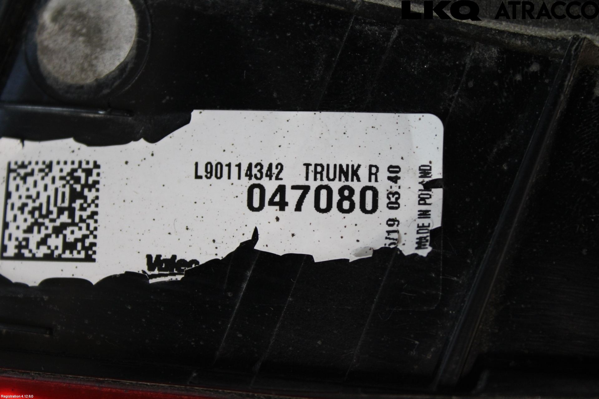 Opel ASTRA K 16-22 Baklykt Høyre  På Luke(Indre)