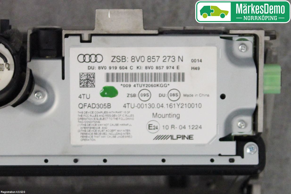 Audi A3/S3 8V 13-20 Instr Skjerm Dvd-Gps-Ac-Tlf