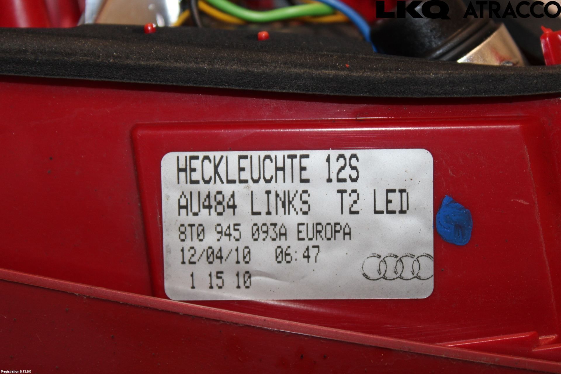 Audi A5 07-16 Baklykt Venstre  På Luke(Indre