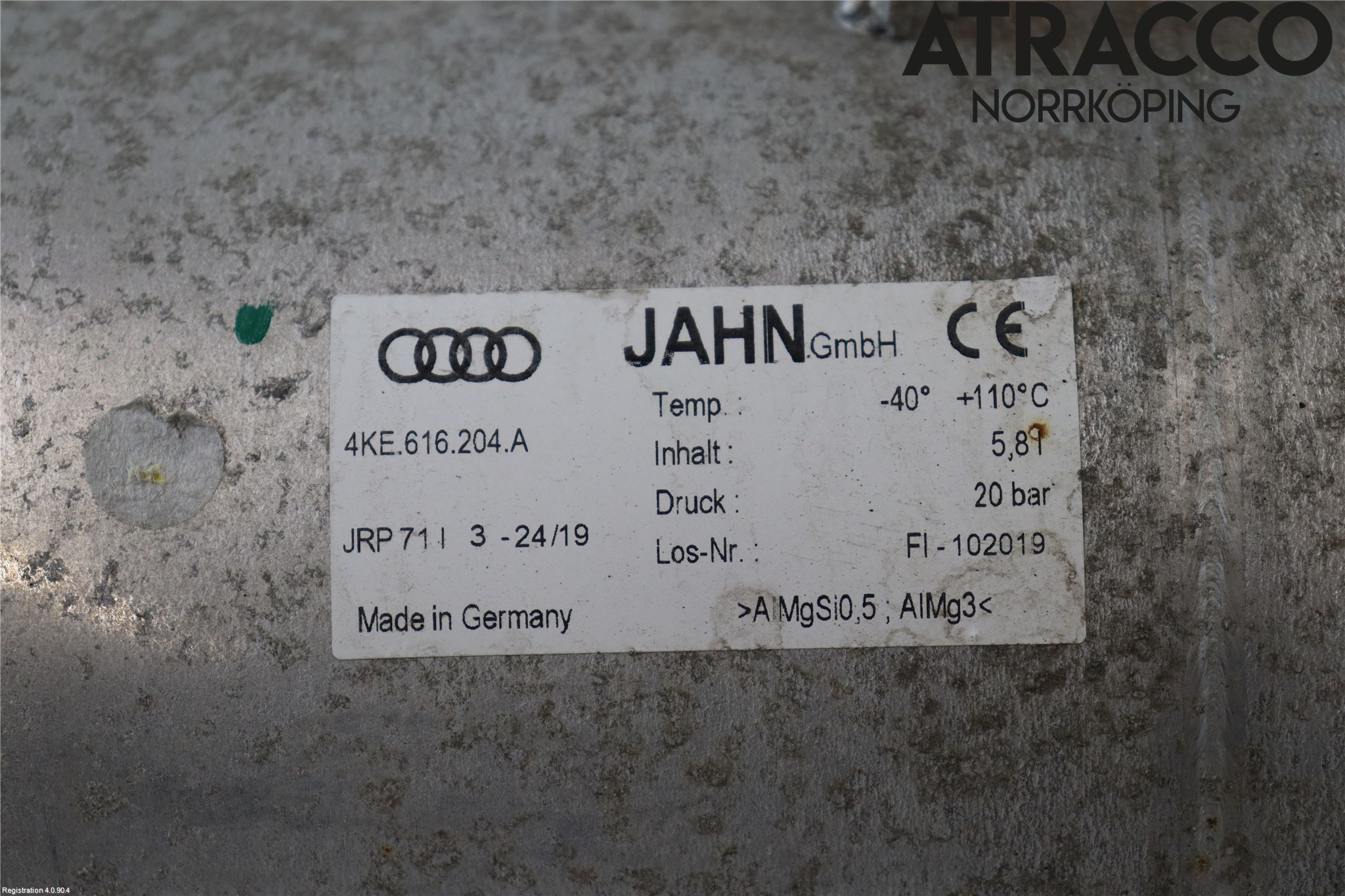 Audi E-TRON, S GE 19- Nivå/Lufrfrändring Trycktank