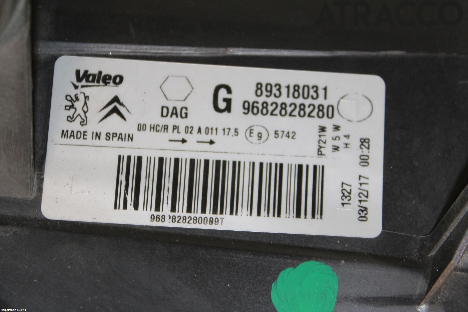 Peugeot PARTNER 16-18 Frontlykt Venstre