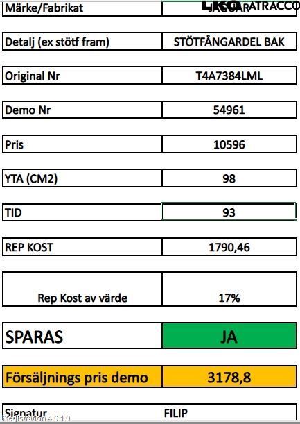 Jaguar F-PACE Støtfanger Bak Overtrekk