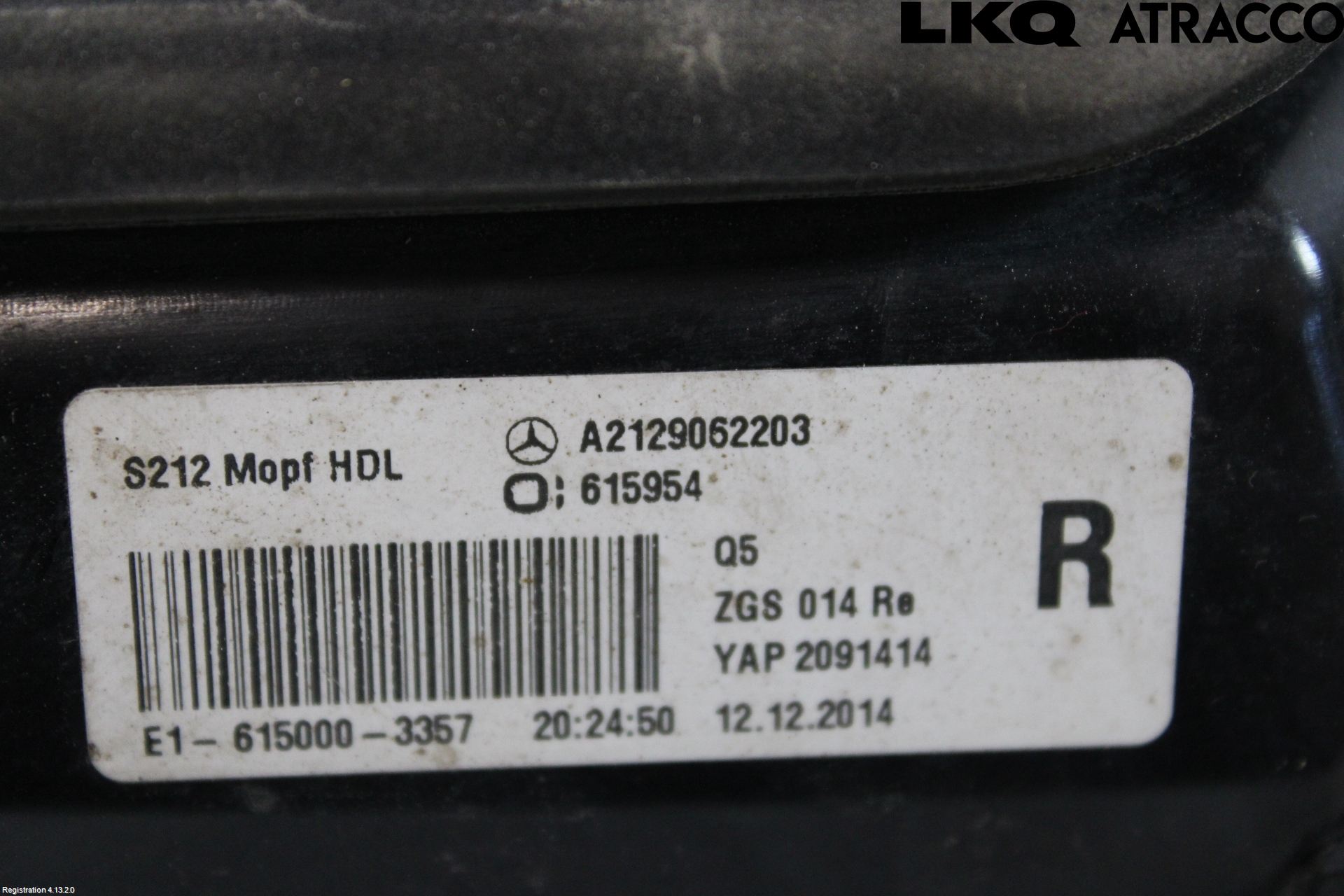 Mercedes-Benz MB E-KLASS (W212) 09-16 Baklykt Høyre  På Luke(Indre)