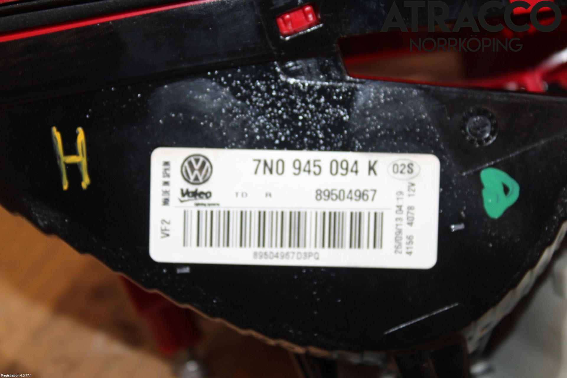 Volkswagen VW SHARAN 11- Baklykt Høyre  På Luke(Indre)