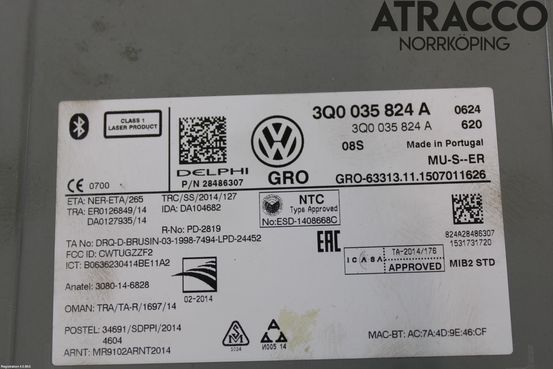 Volkswagen VW GOLF SPORTSVAN 15-20 Stereo Radio Med Cd
