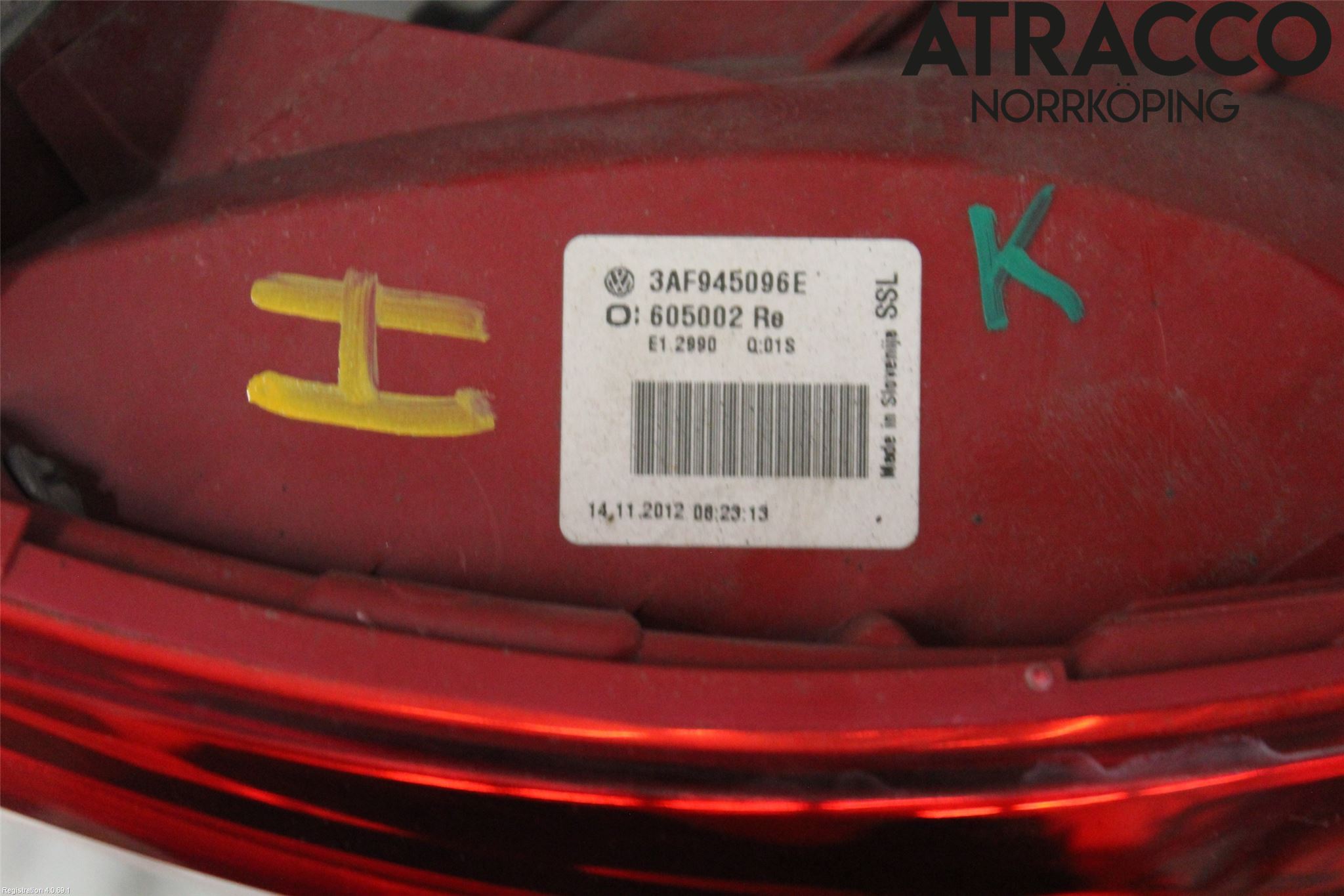 Volkswagen VW PASSAT 11-14 Baklykt Høyre