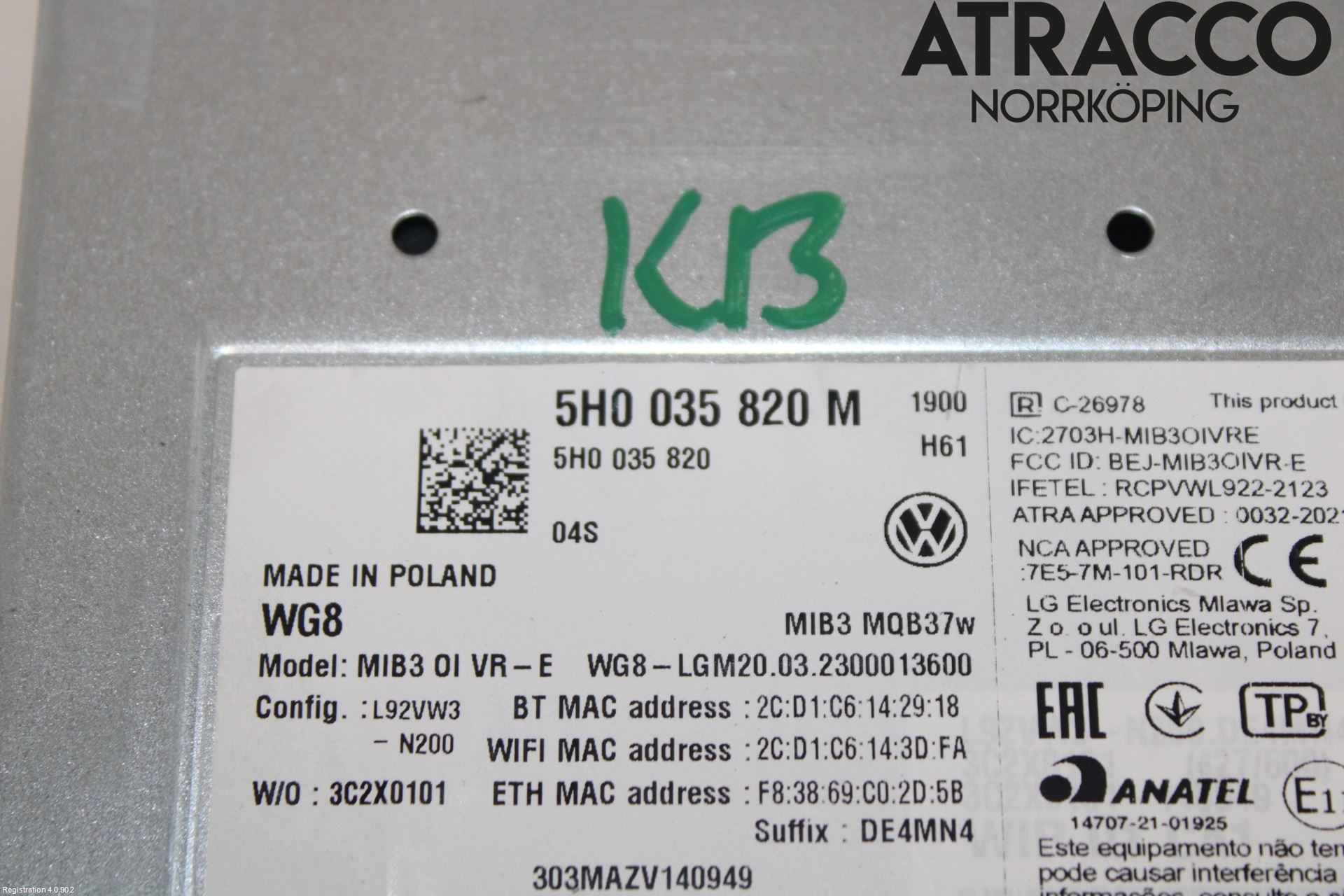 Volkswagen VW GOLF / E-GOLF VIII 20- Stereo Radio Med Cd