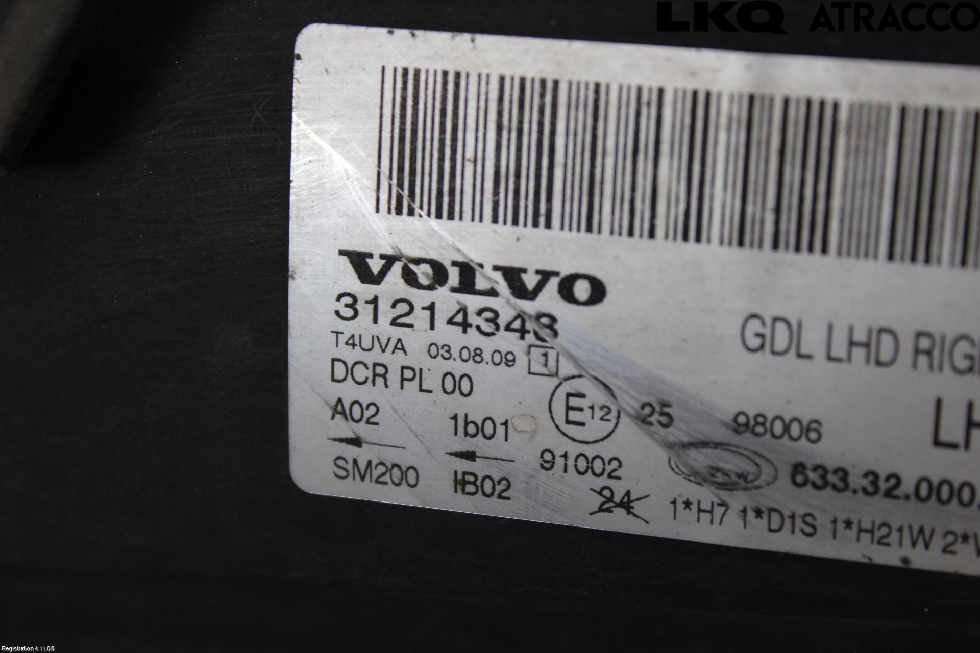 Volvo V70 08-13 Frontlykt Høyre