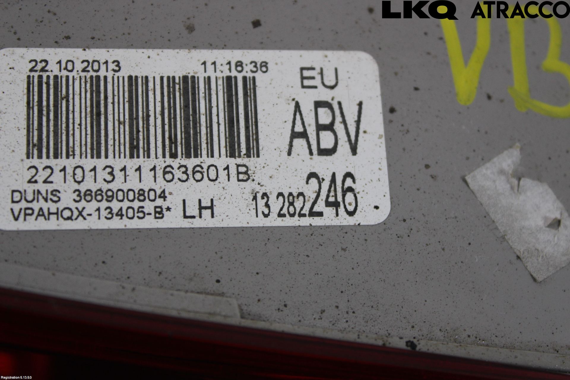 Opel ASTRA J 10-15 Baklykt Venstre  På Luke(Indre