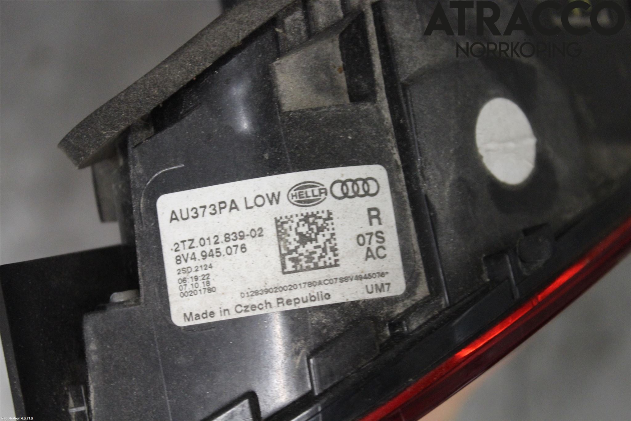 Audi A3/S3 8V 13-20 Baklykt Høyre  På Luke(Indre)