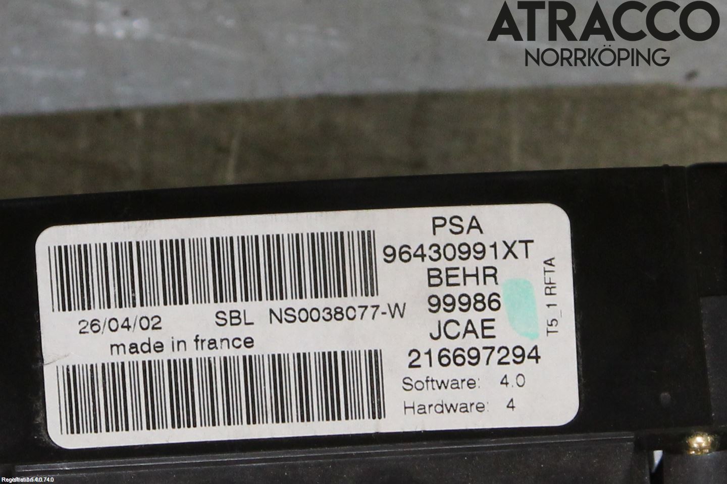 Peugeot 307     01-05 Varmeapparat Panel(Regulering)