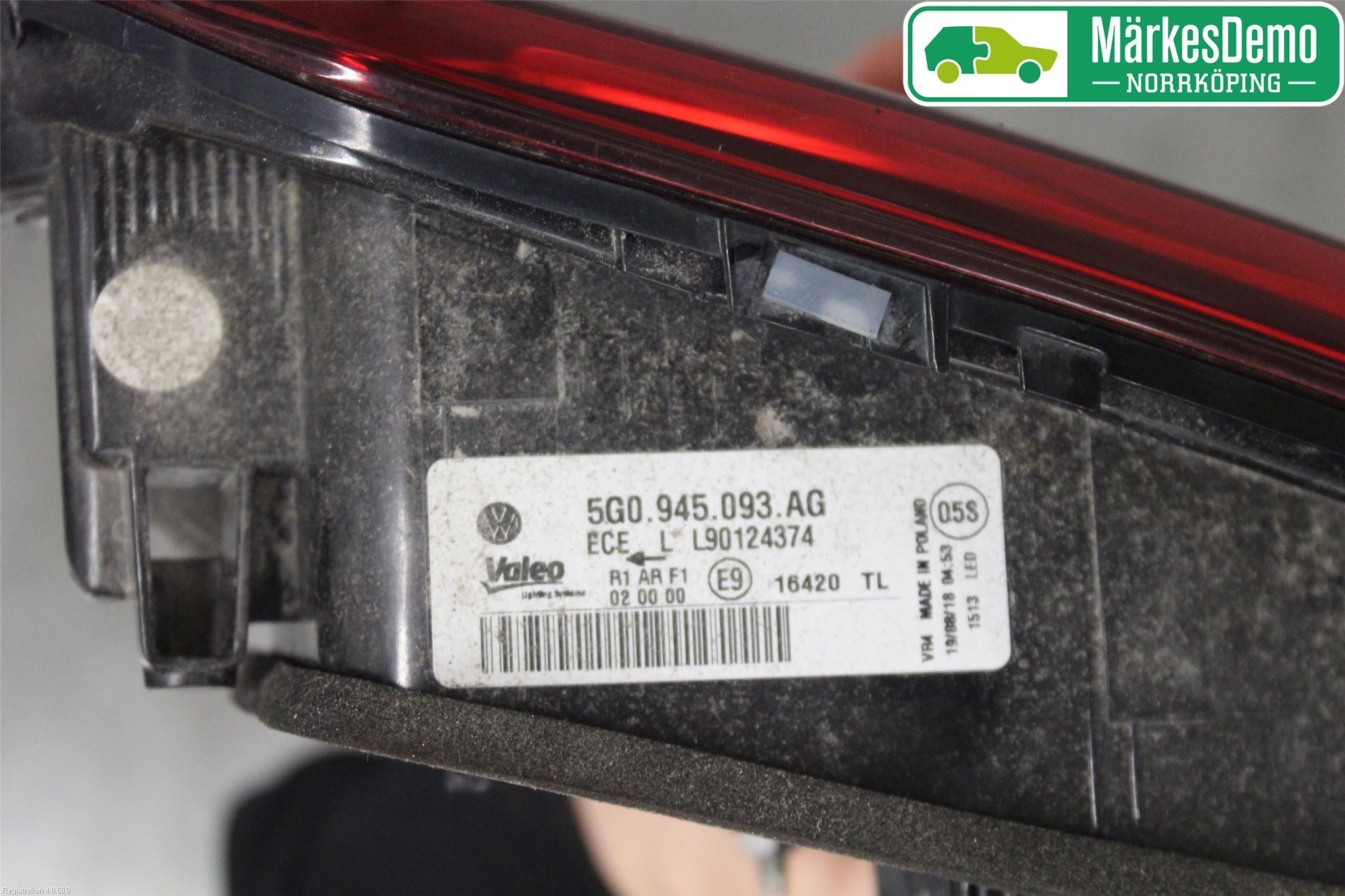 Volkswagen VW GOLF / E-GOLF VII 13-20 Baklykt Venstre  På Luke(Indre