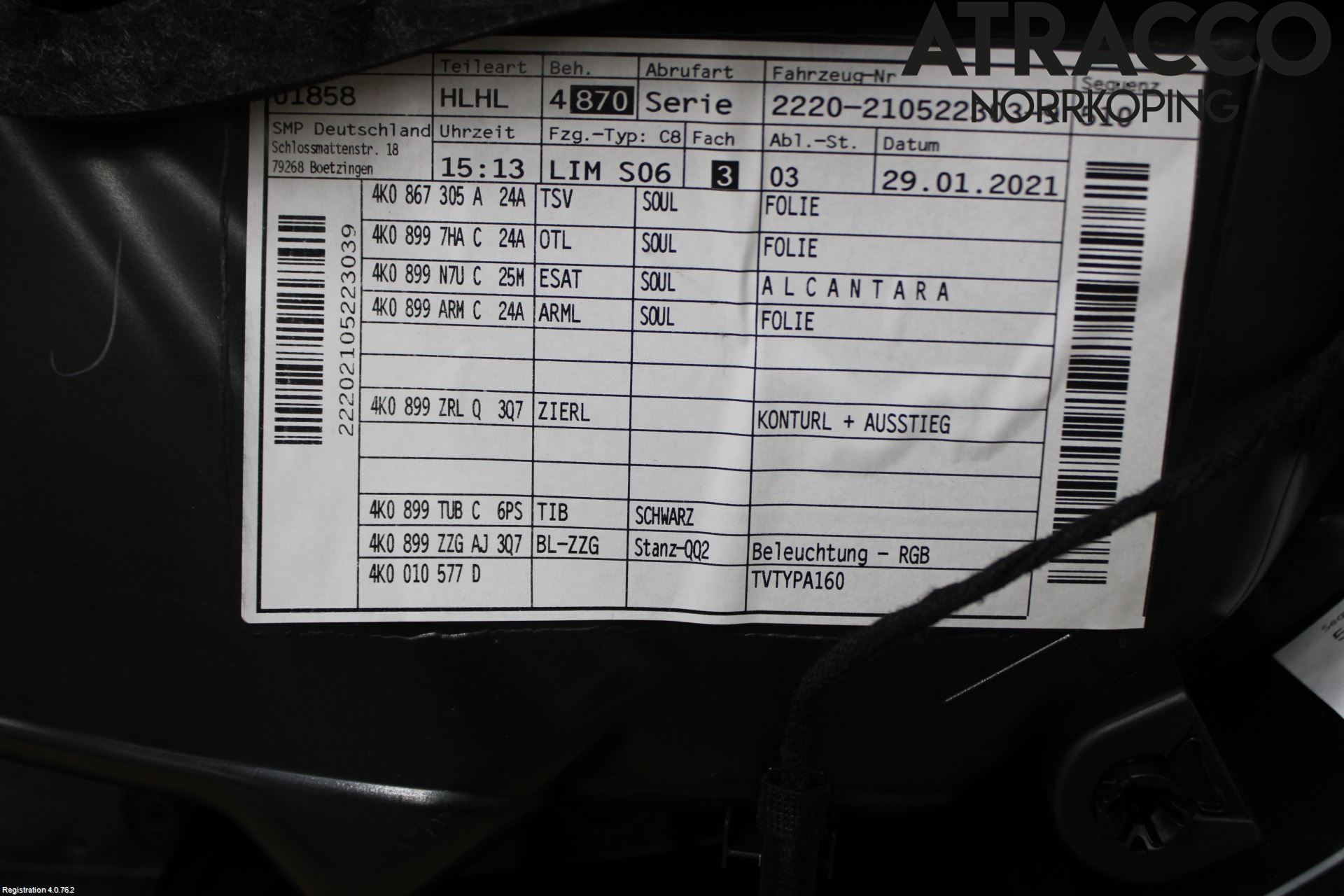 Audi A6 F2/C8 19- Innr Dørtrekk Venstre