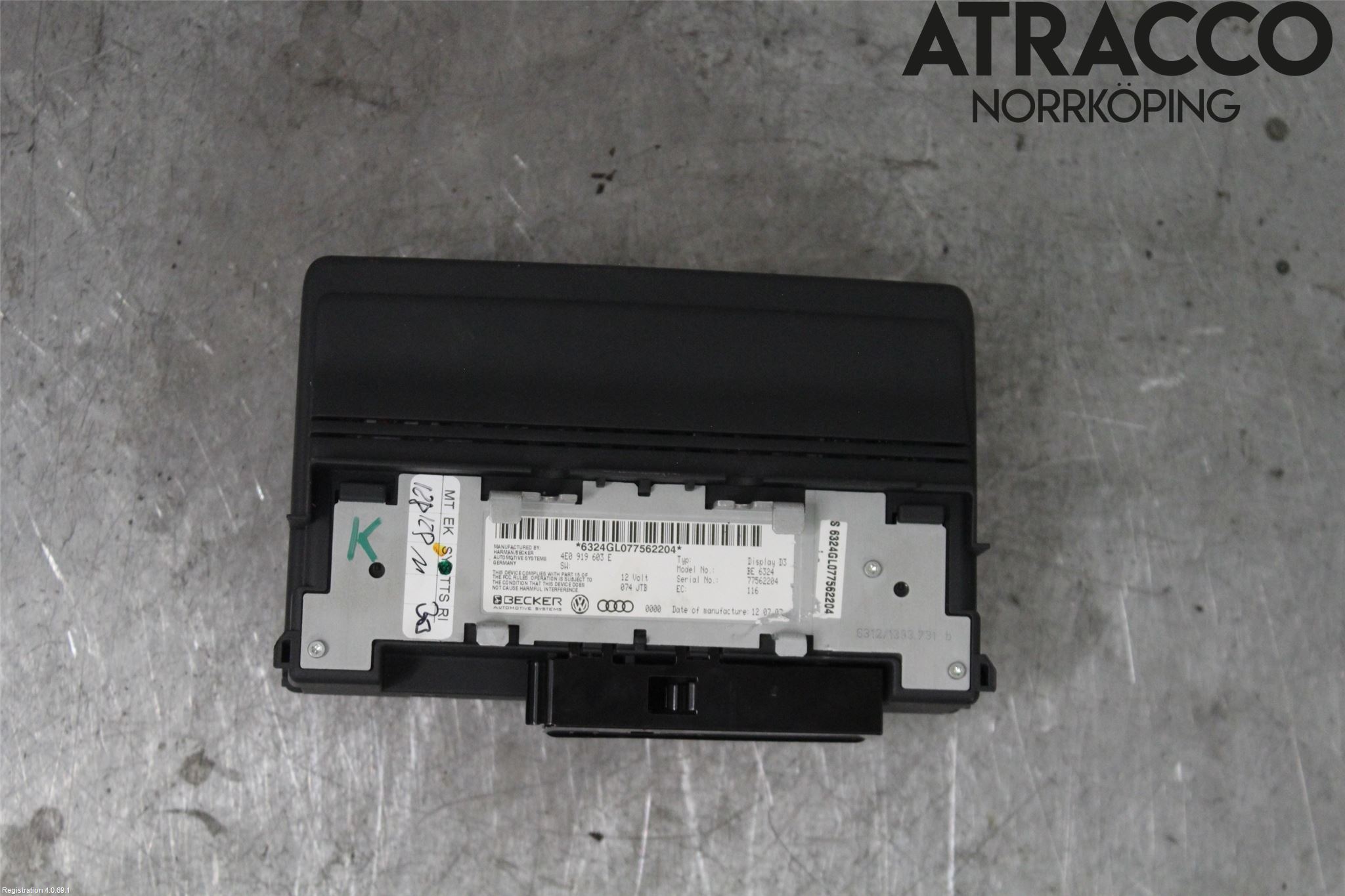 Audi A8/S8 4E  02-09 Instr Skjerm Dvd-Gps-Ac-Tlf