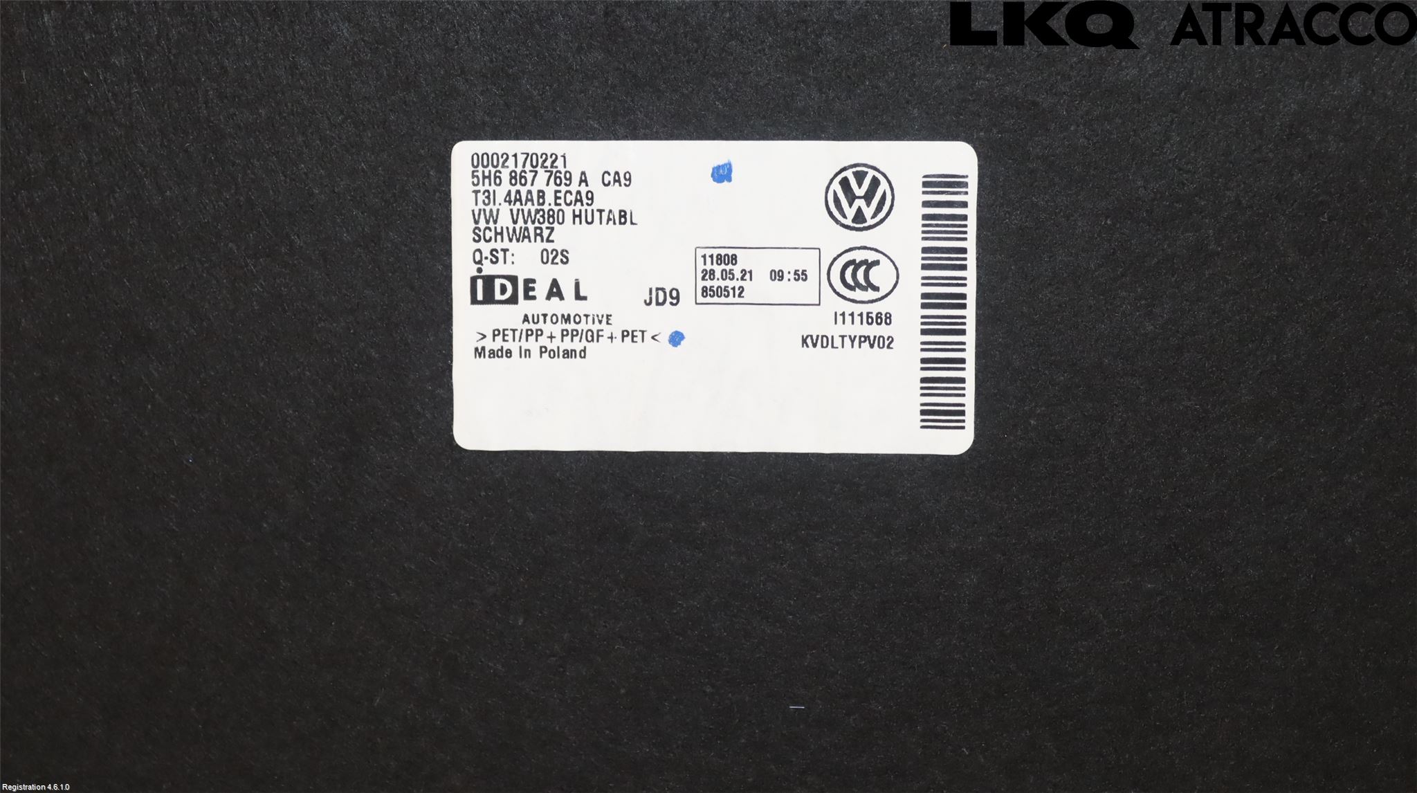 Volkswagen VW GOLF / E-GOLF VIII 20- Innr Hattehylle