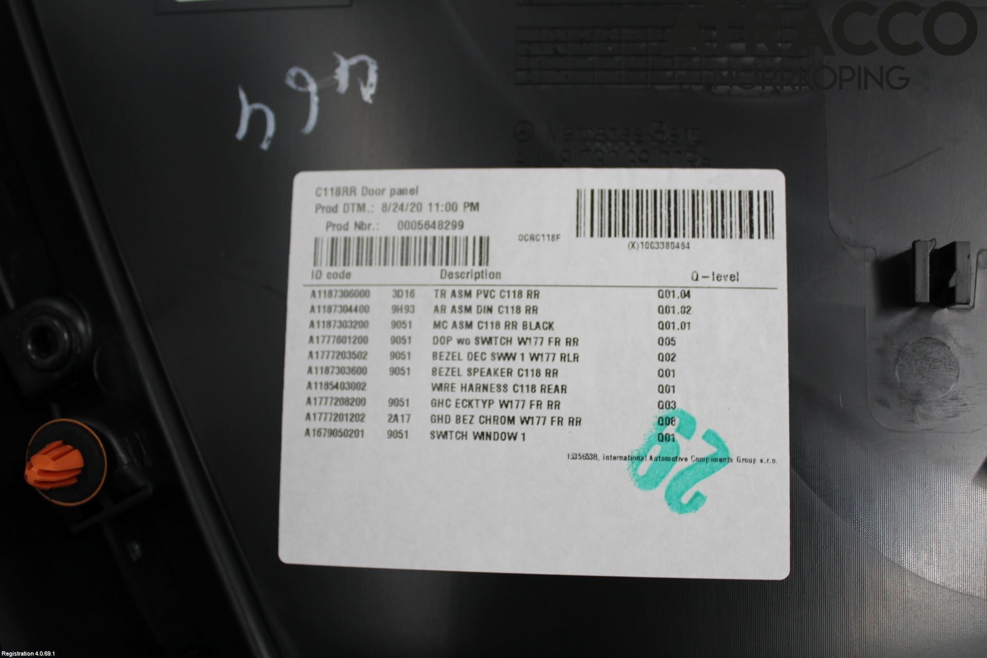 Mercedes-Benz MB CLA-KLASS (C118/X118) 19- Innr Dørtrekk Høyre