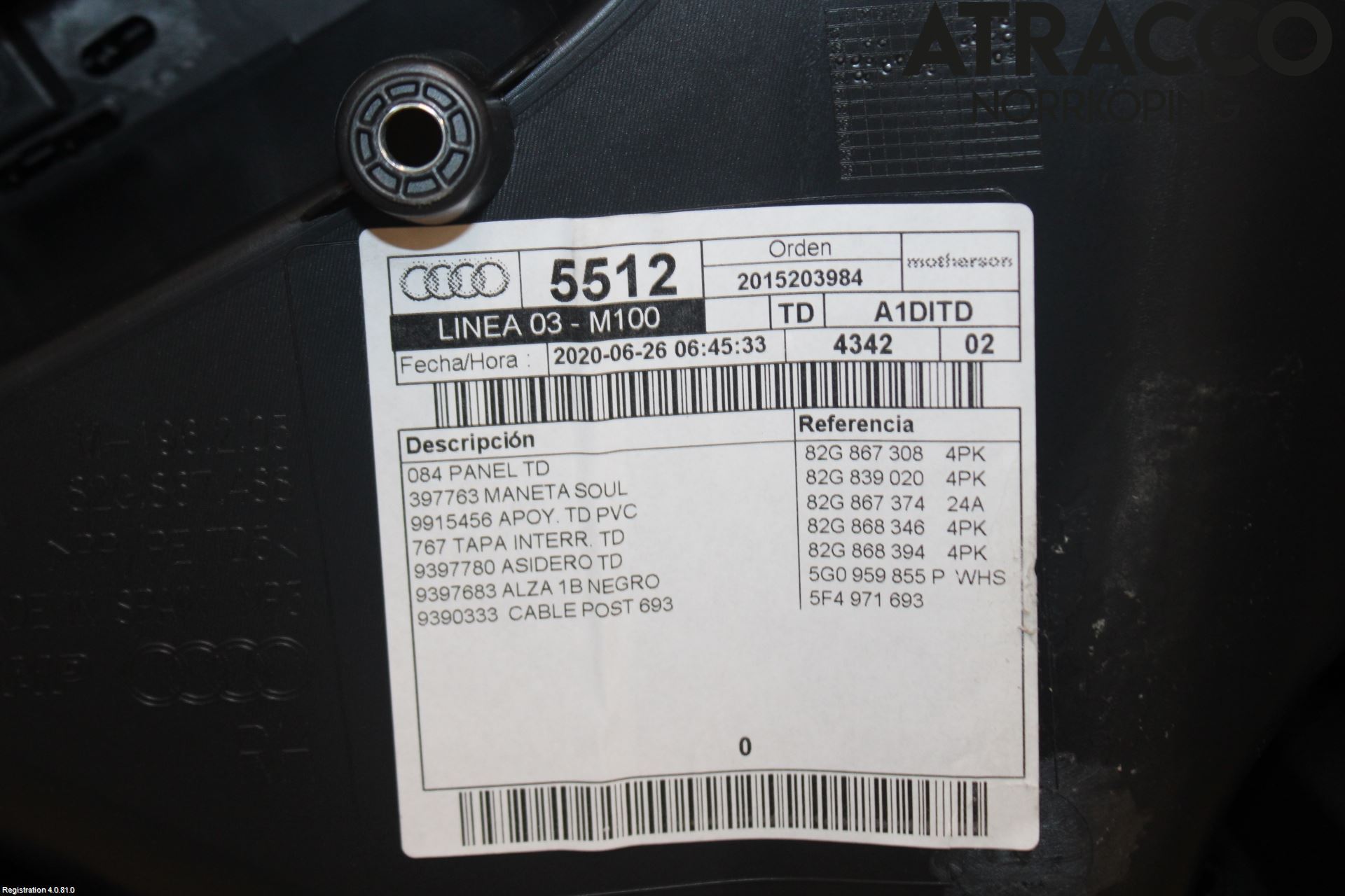 Audi A1 19- Innr Dørtrekk Høyre