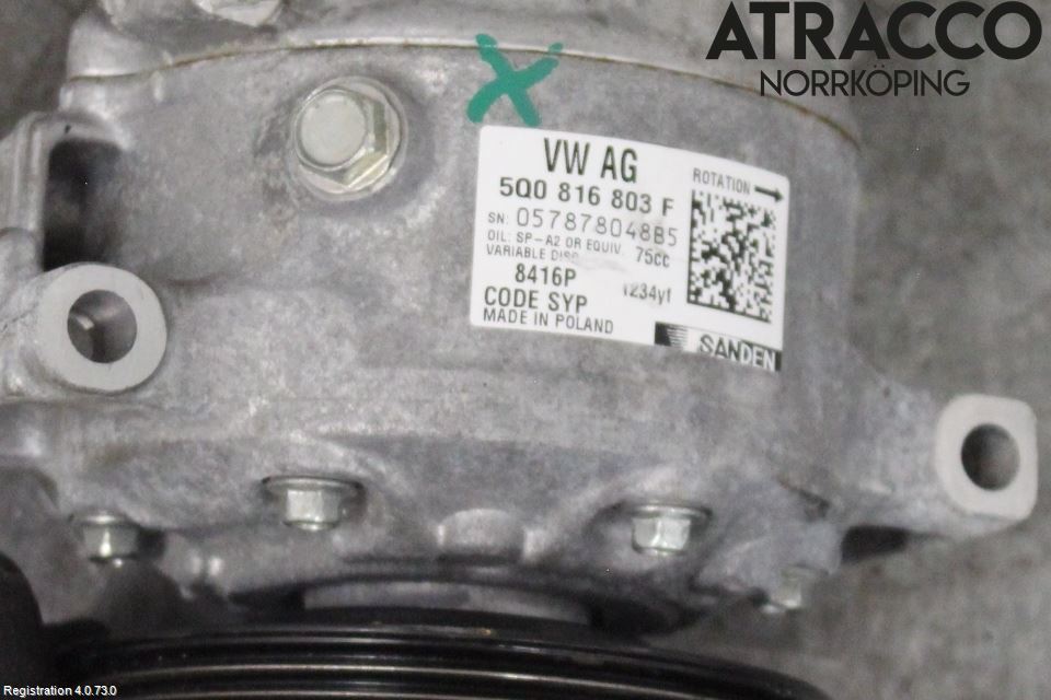 Volkswagen VW GOLF / E-GOLF VII 13-20 Varme Ac Kompressor