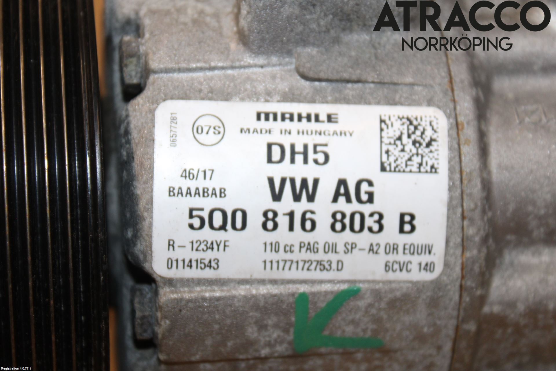 Volkswagen VW GOLF / E-GOLF VII 13-20 Varme Ac Kompressor